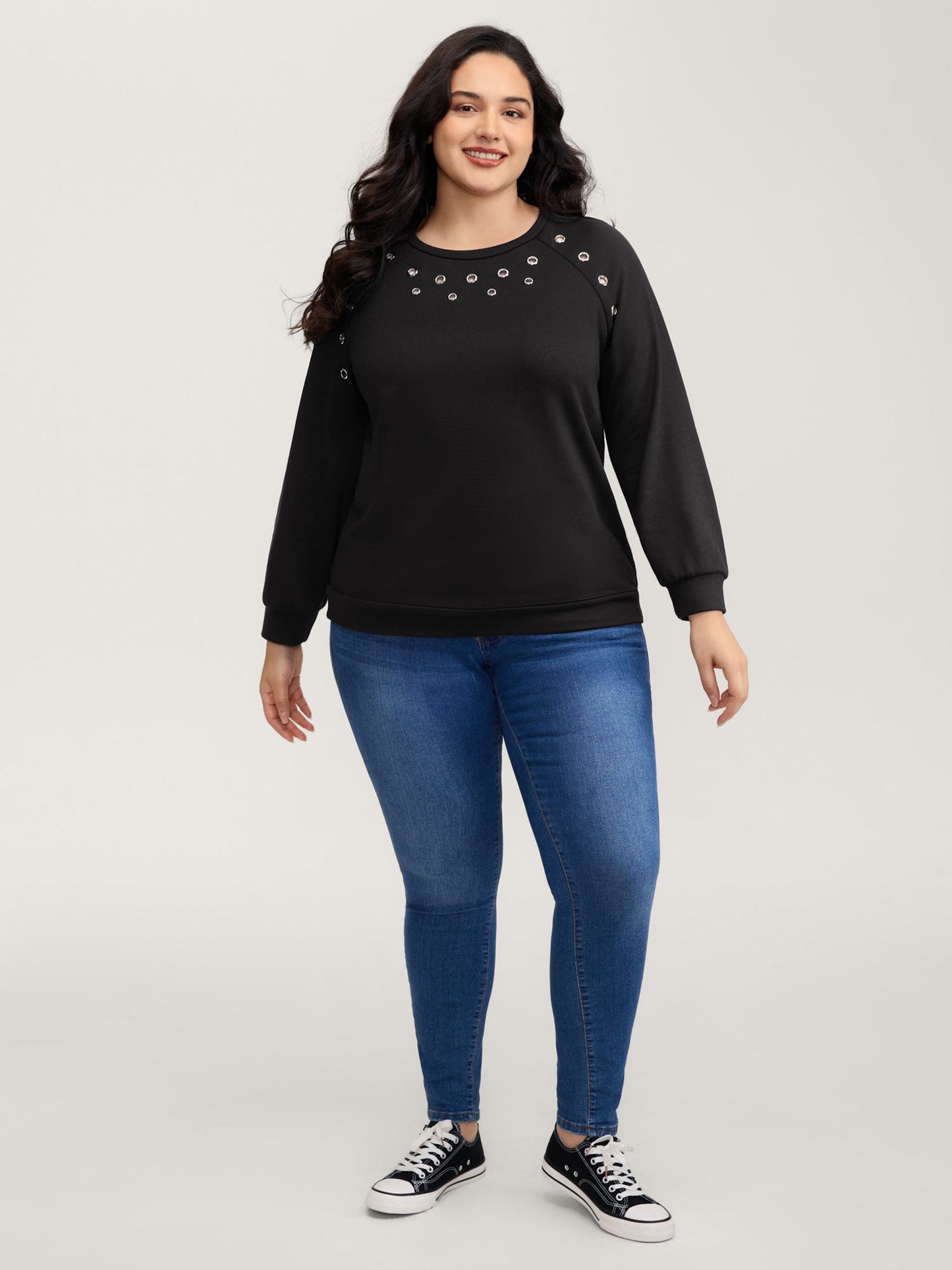Metallic Loop Detail Relaxed-Fit Sweatshirt