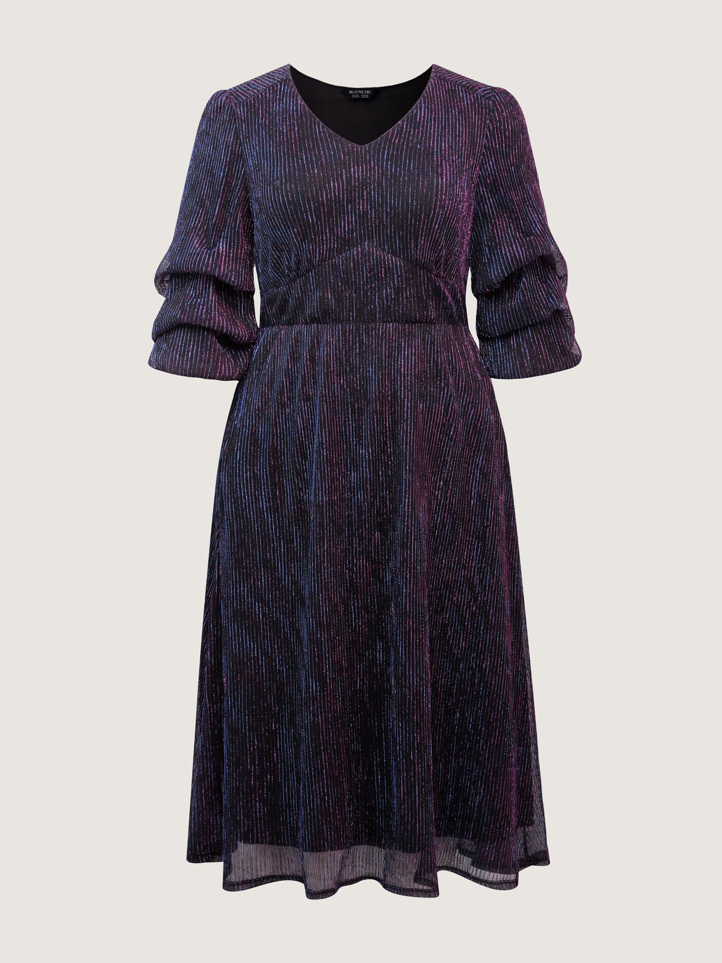 Phantom Silk Stretchy Shirred Waist Midi Dress