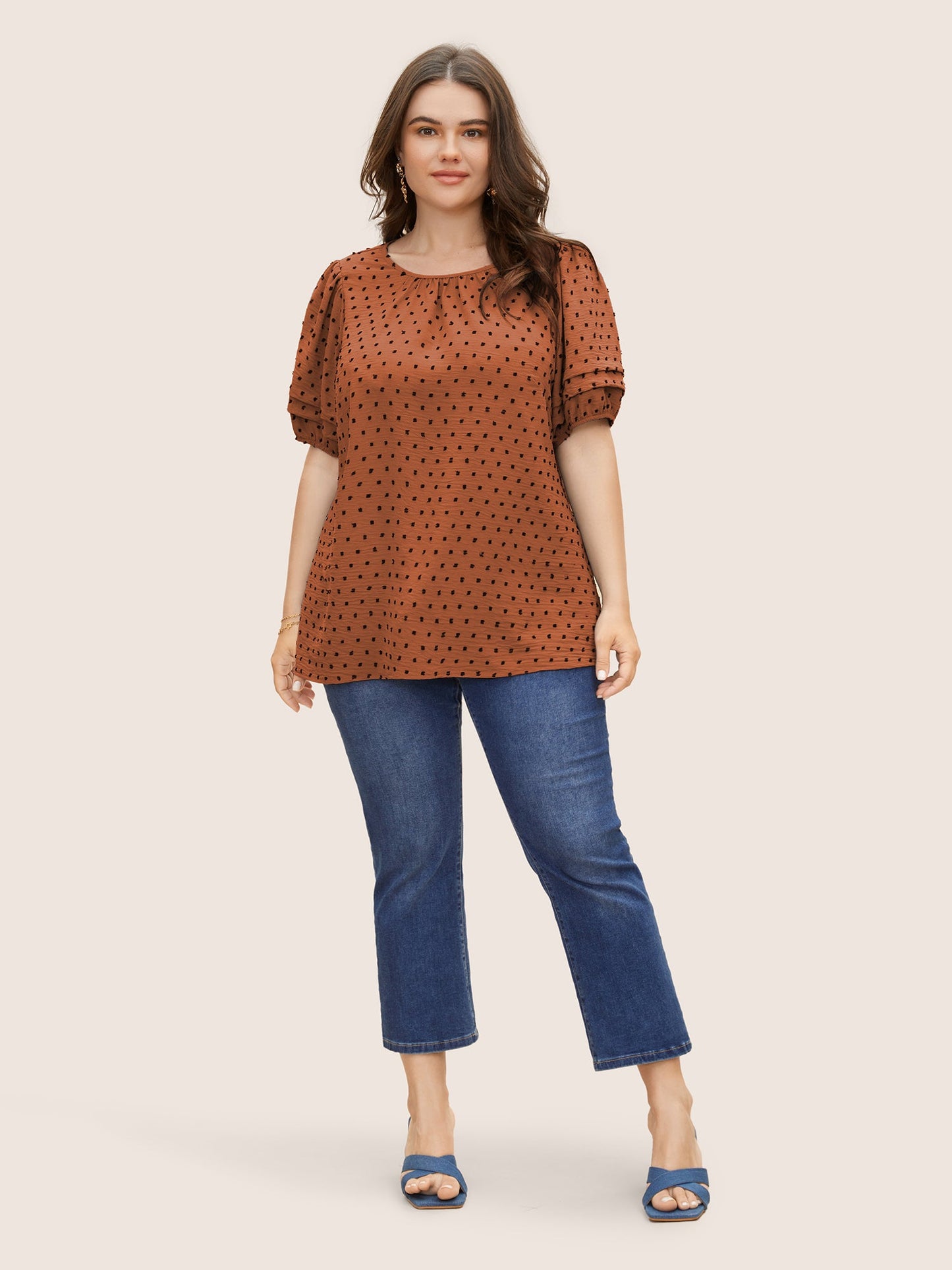 Textured Polka Dot Blouse