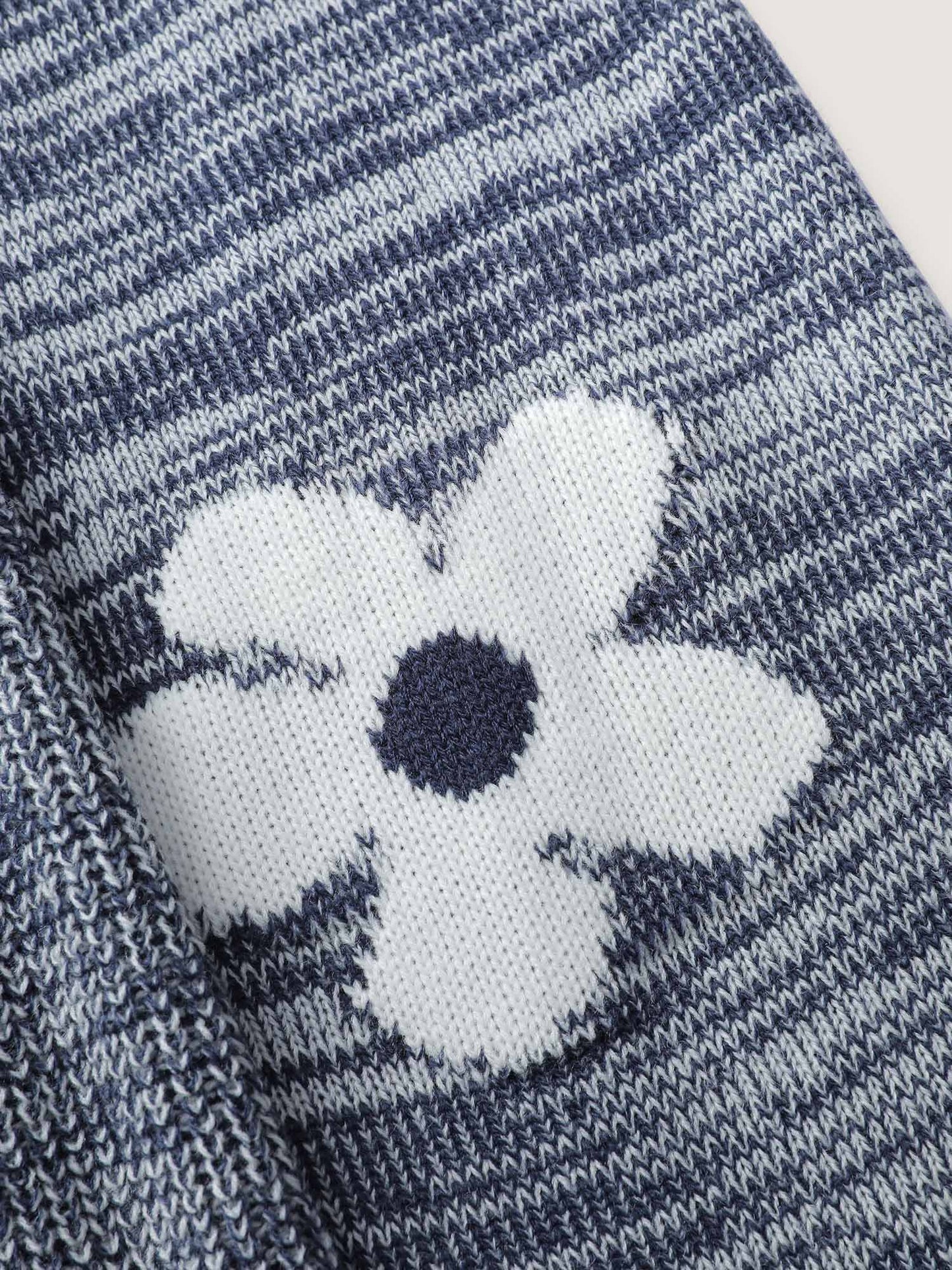 Floral Jacquard Print Mixed Yarn Knit Midi Dress