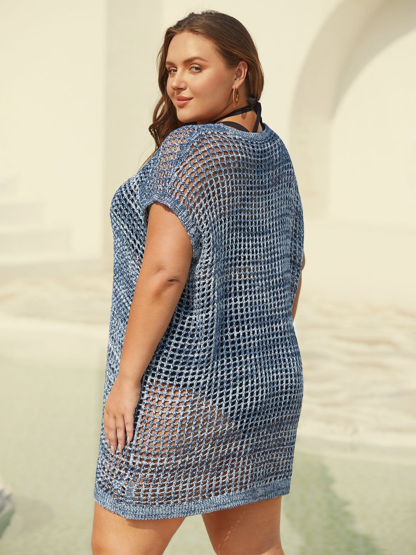 Color Contrast Cut-Out Swim Cover-Up