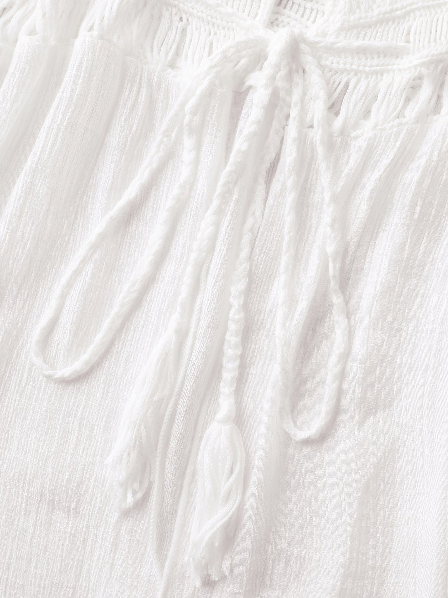 Crochet Lace-Up Tassel Tie Swim Cover-Up