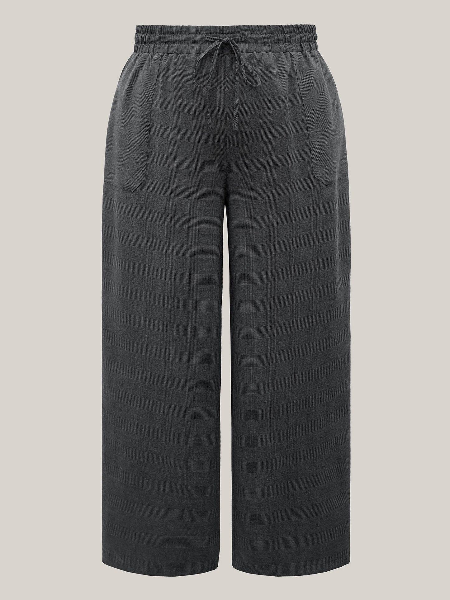 Waist Drawstring Plaid Wide Leg Pants