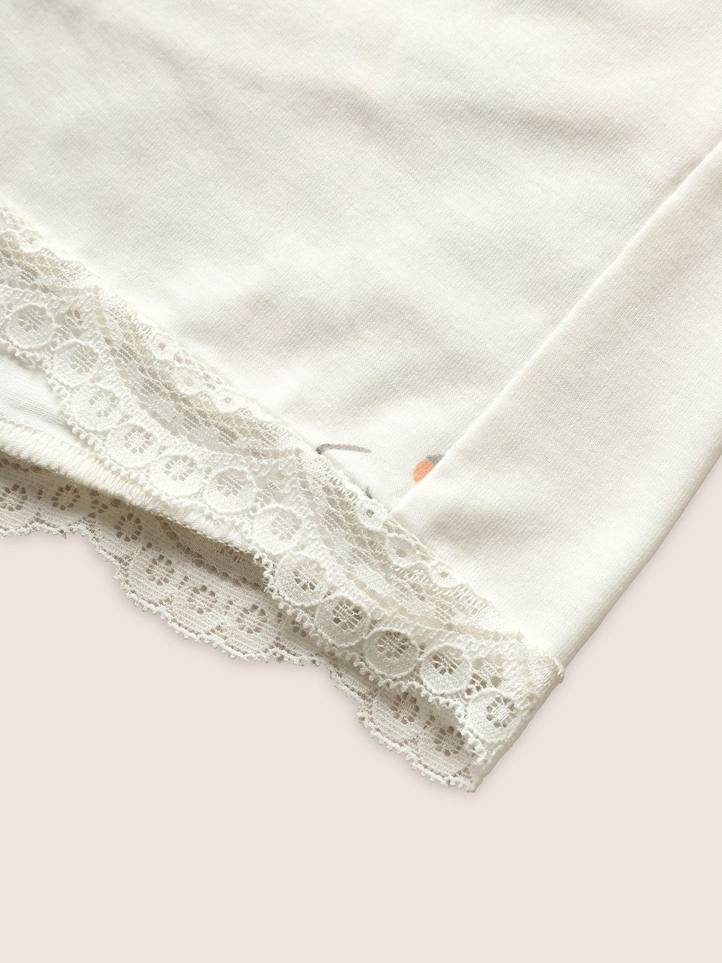 Plants Lace Patchwork Elastic Waist Sleep Bottoms