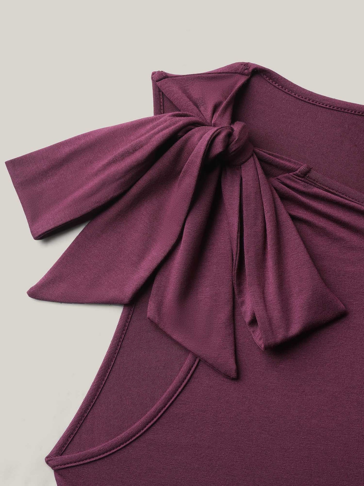 Bow-Tie Ruched Waist Solid Tank Top
