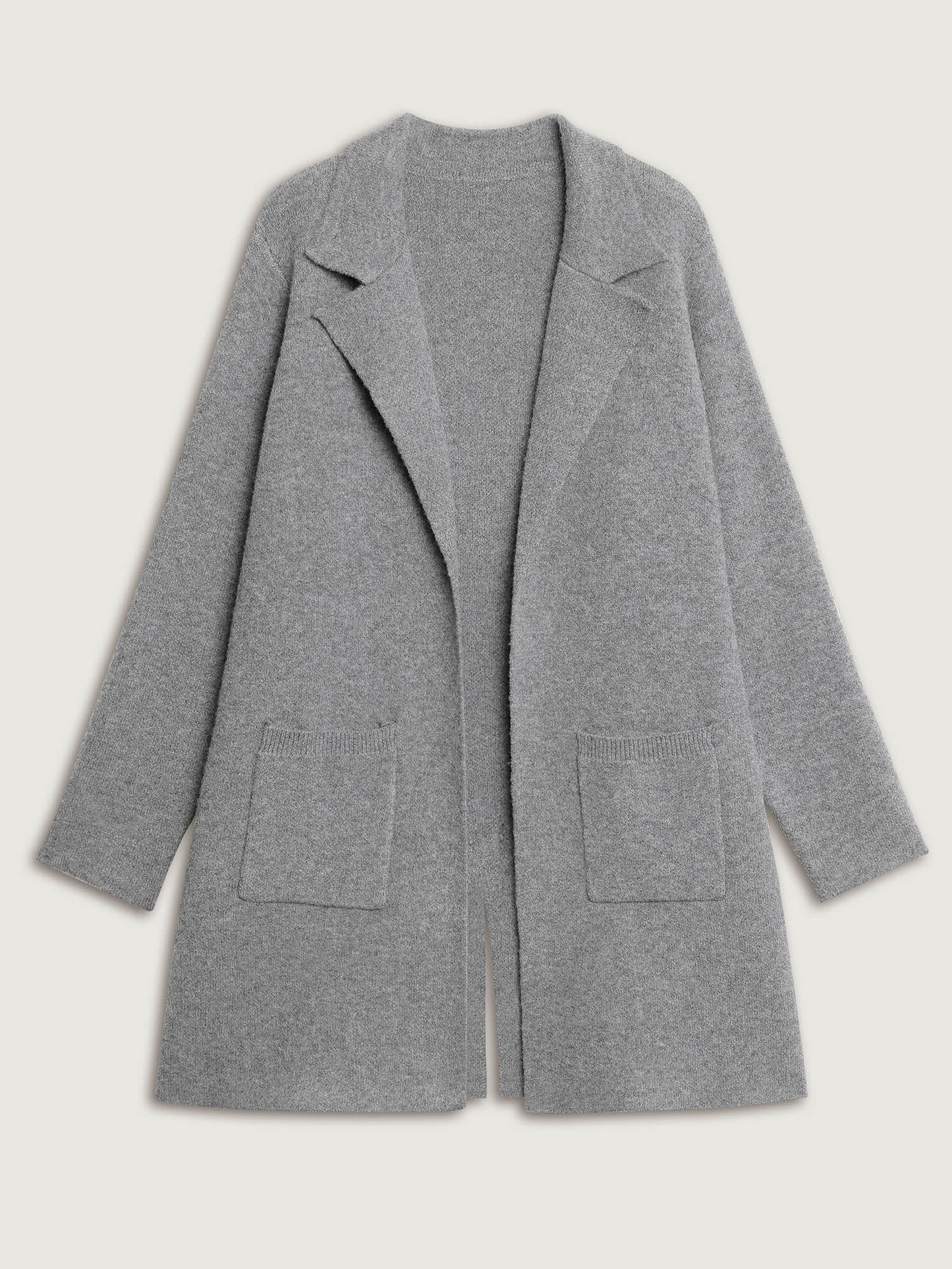 Notched Lapels Slit Back Knit Cardigan