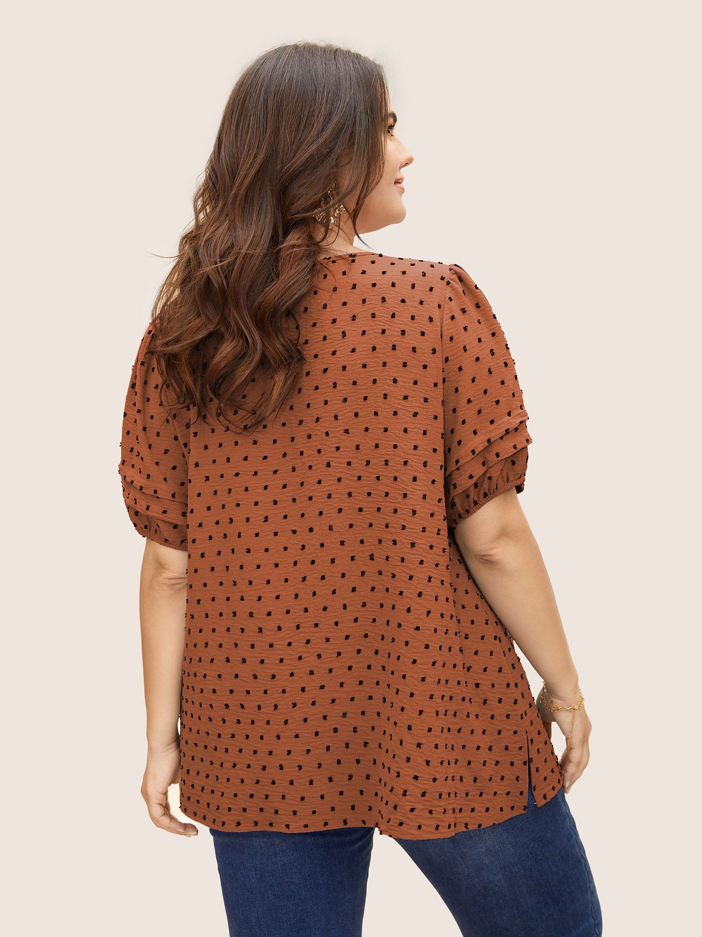 Textured Polka Dot Blouse