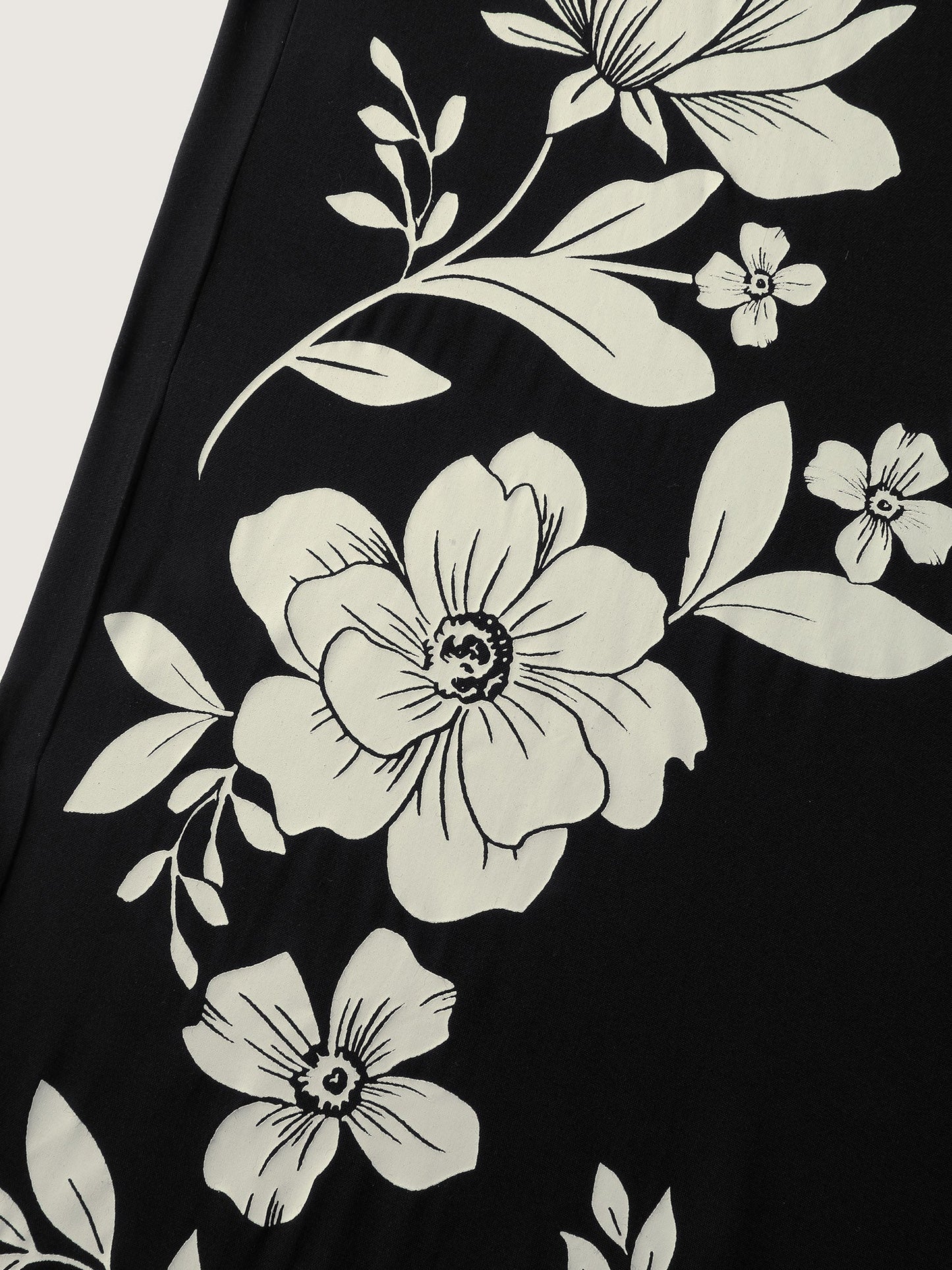 Floral Print Shirred Waist Wide-Leg Pants