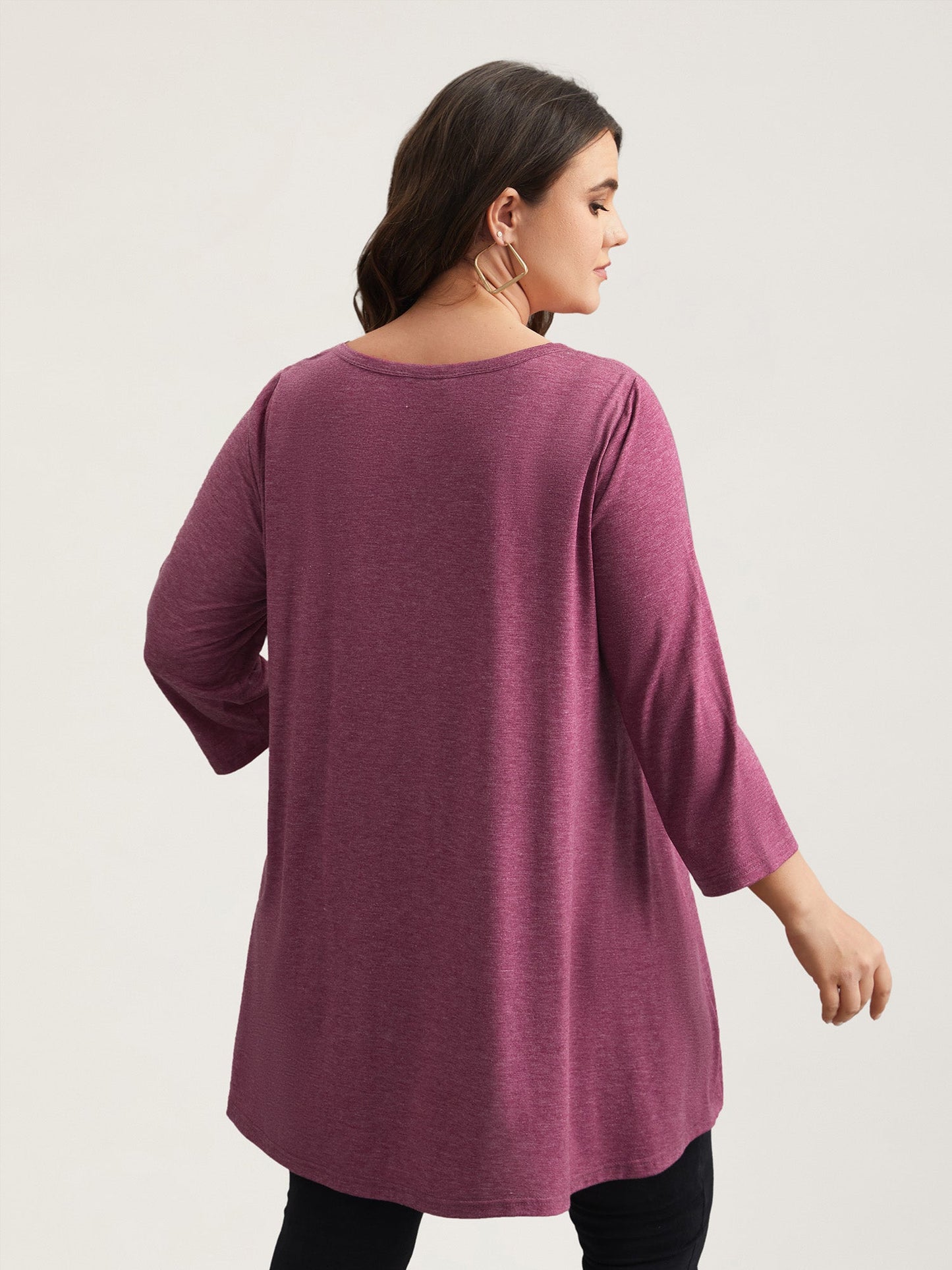 Button-Front High Low Hem Knit Top