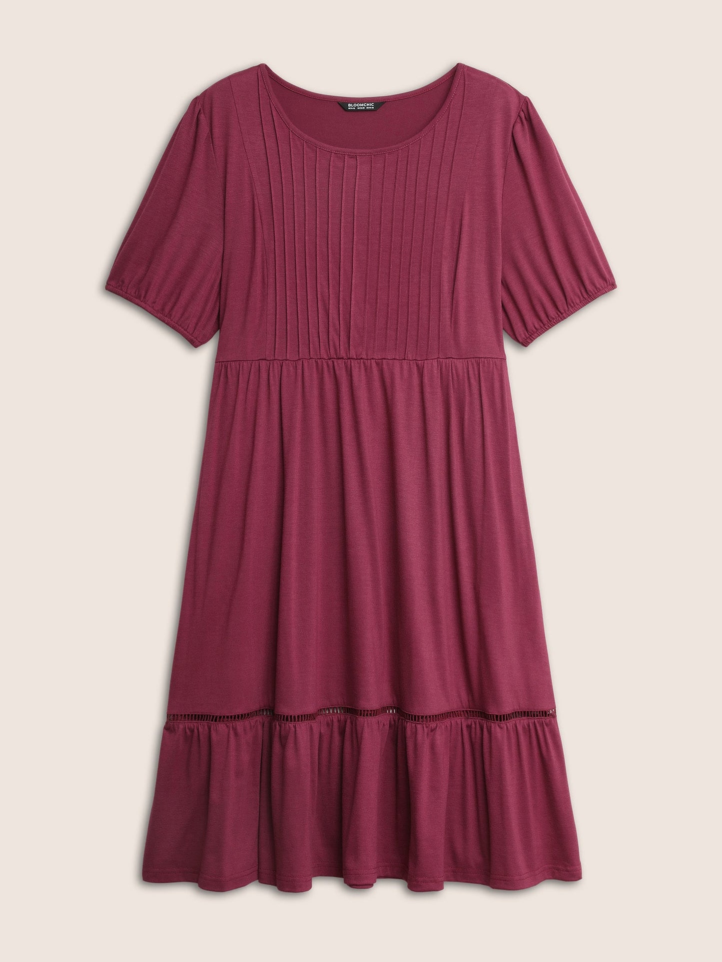 Supersoft Essentials Plain Pleated Patchwork Ruffle Hem Dress