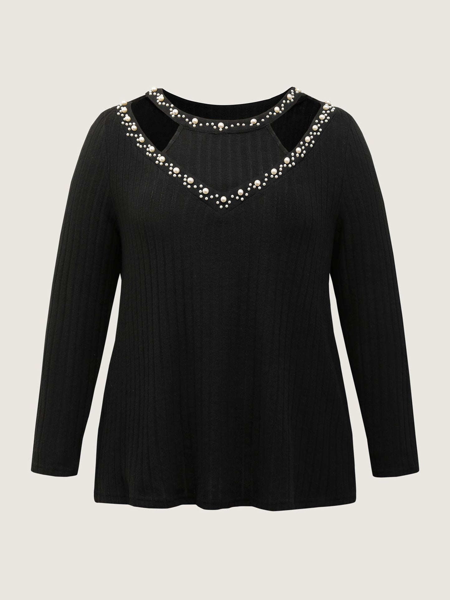 Bubble Beads Neck Cut-Out T-Shirt