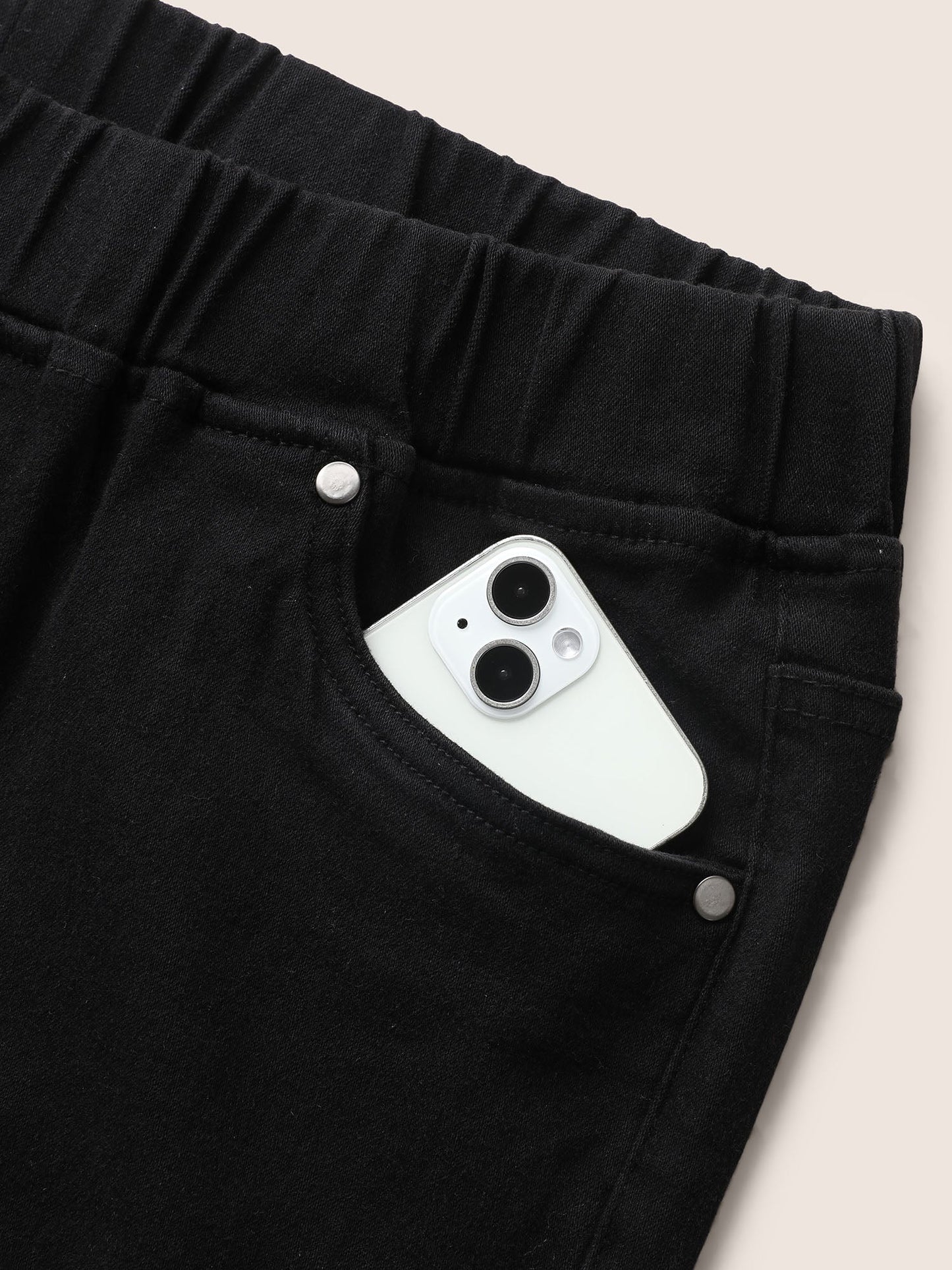 Black Wash Slit Hem Slim Denim Shorts