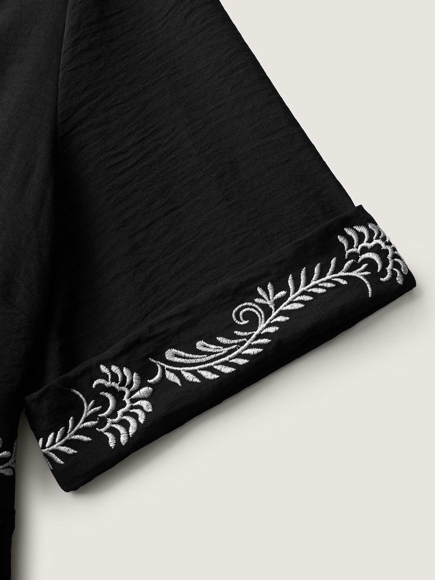 Embroidered Shirred Waist-Defining Maxi Dress