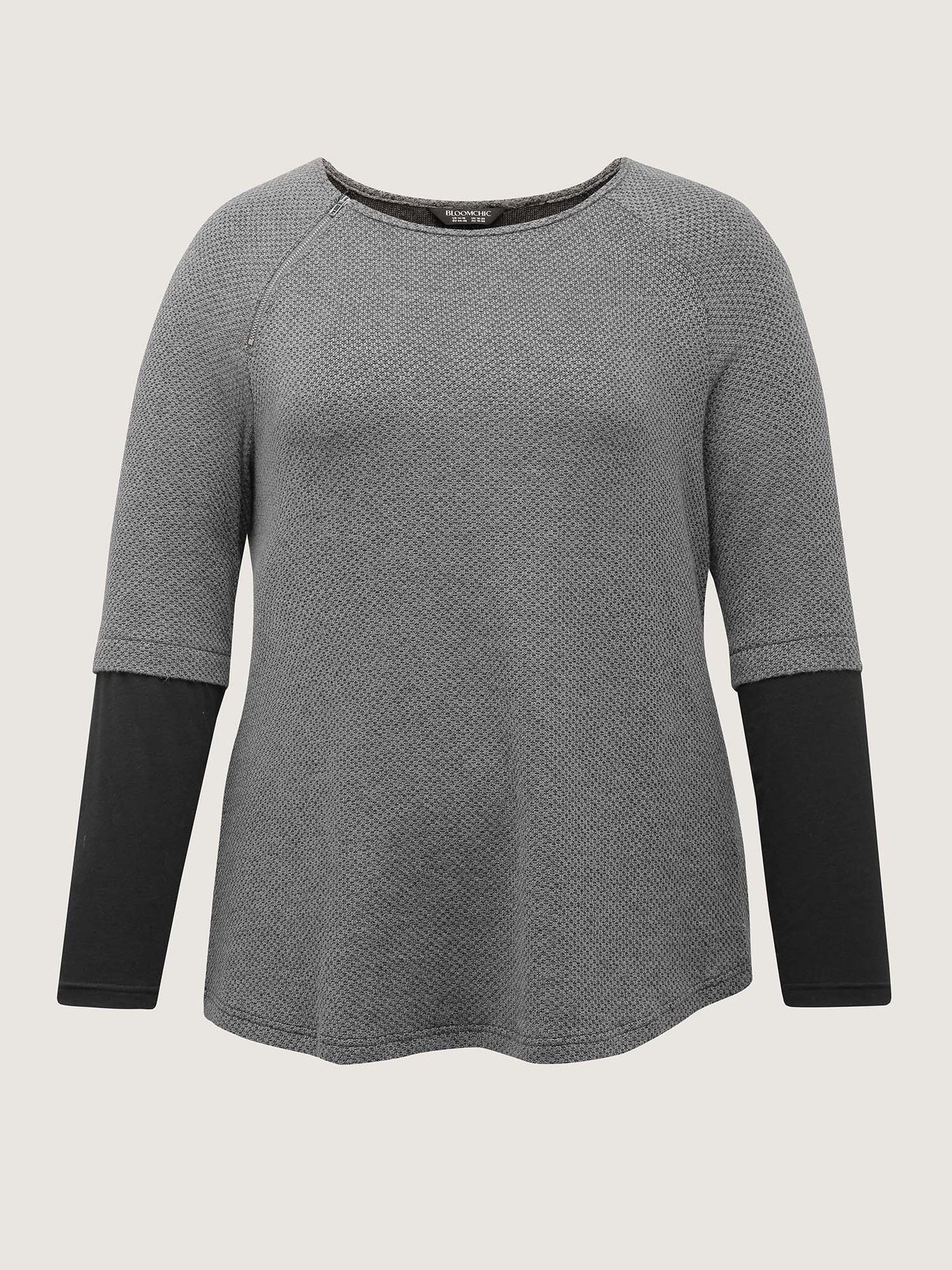 Shoulder Zip Color Contrast T-Shirt