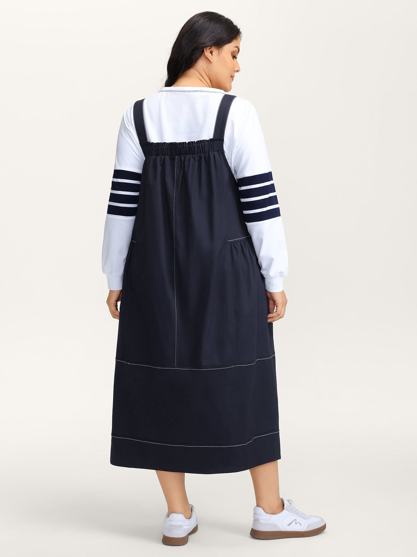 Pure Cotton Overall Adjustable Midi Dress