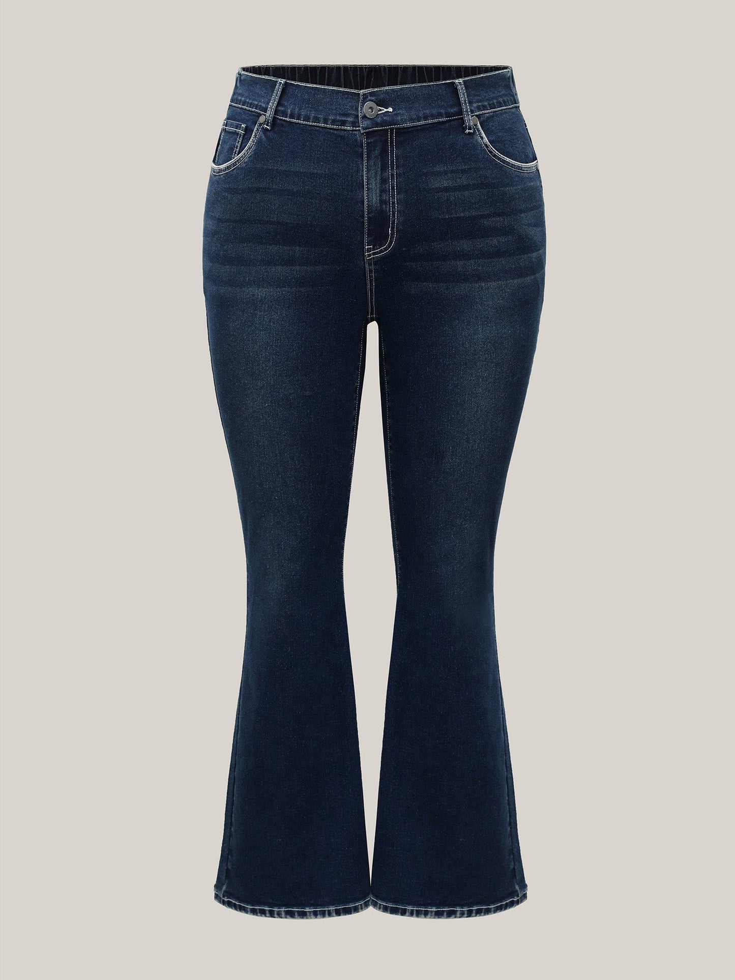 Whiskered Stretchy Waist Bootcut Jeans