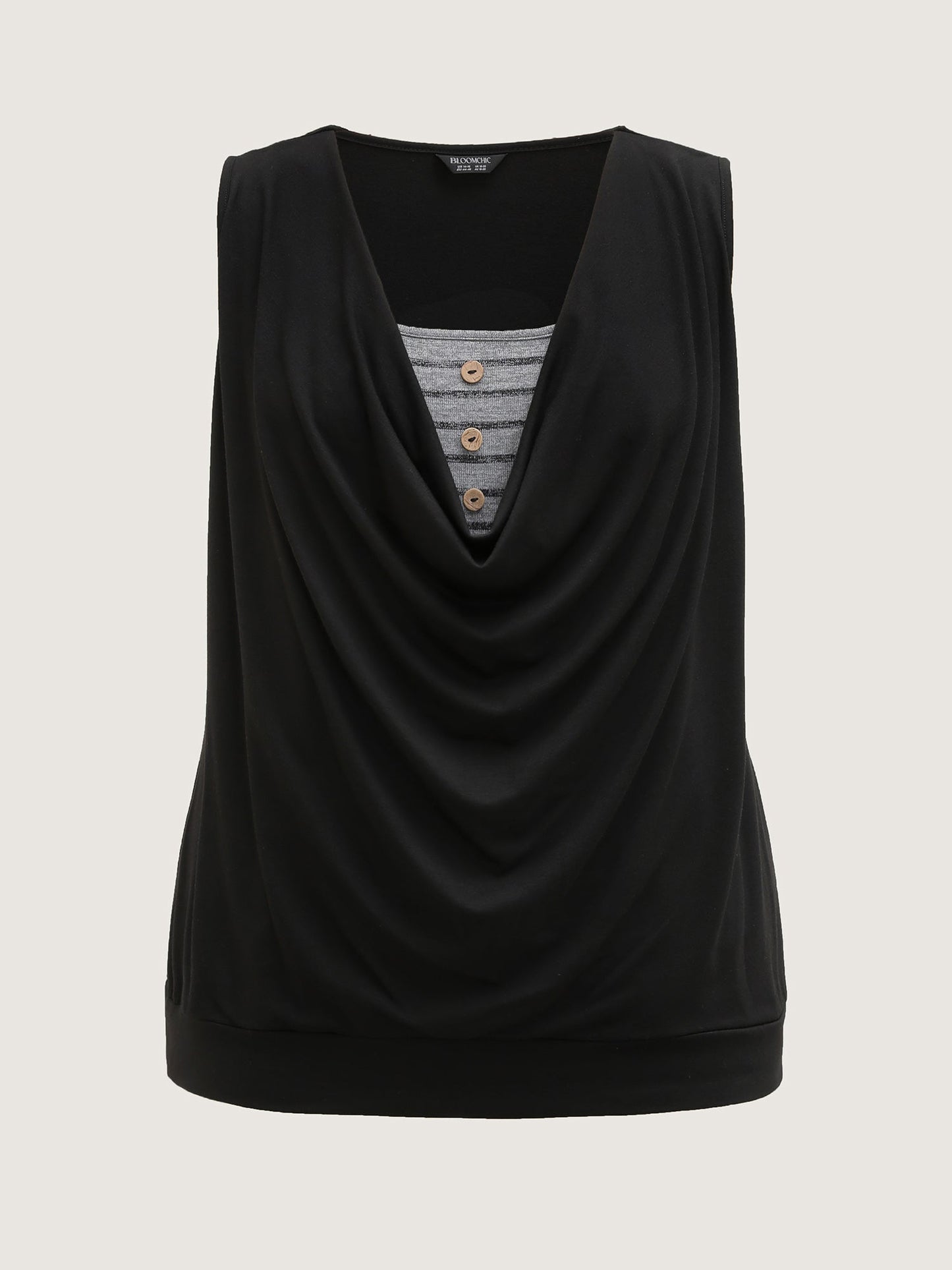 Heather Cowl Neckline Sleeveless Button Top