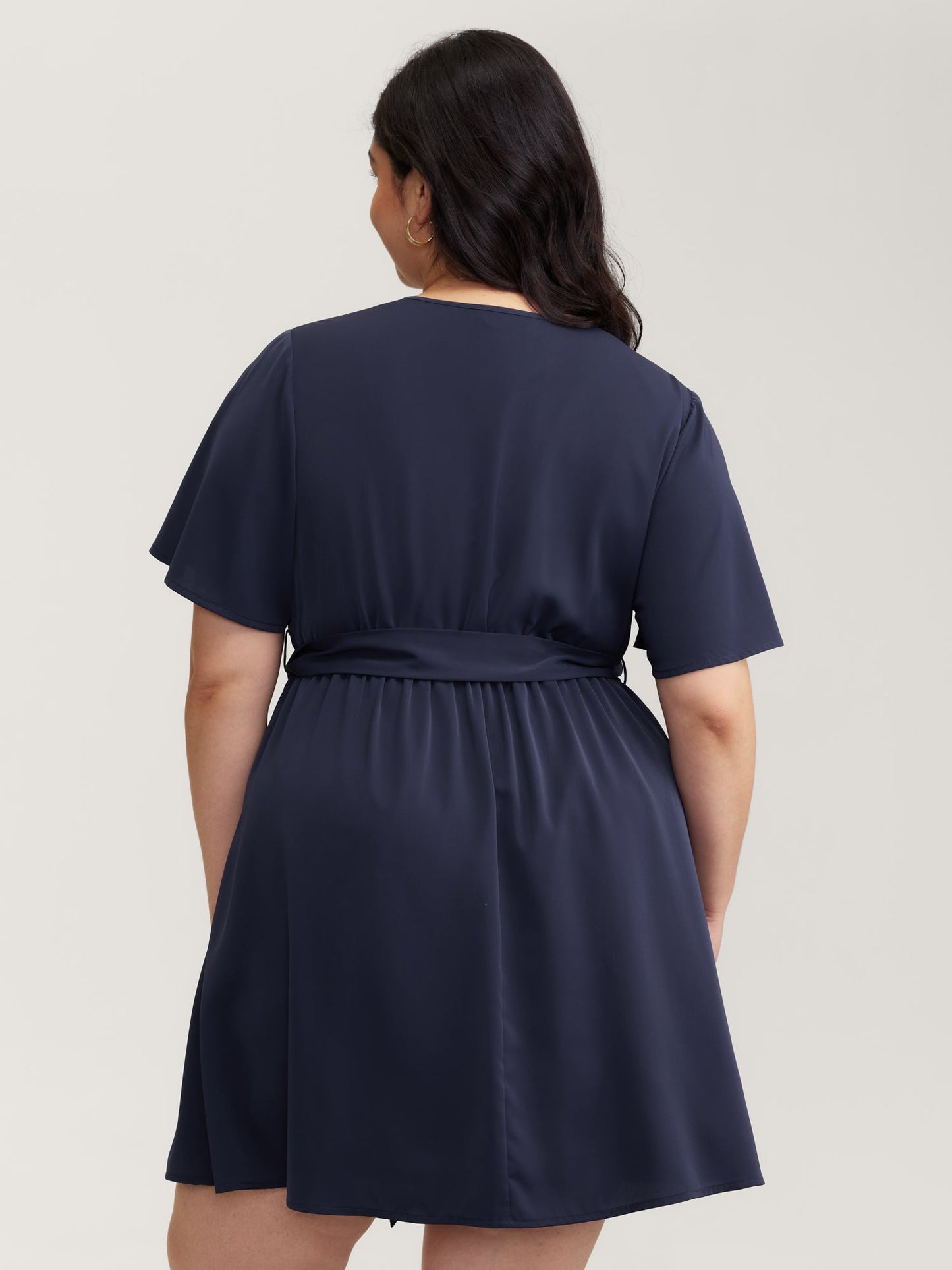 V-Neck Adjustable Belted Waist Mini Dress