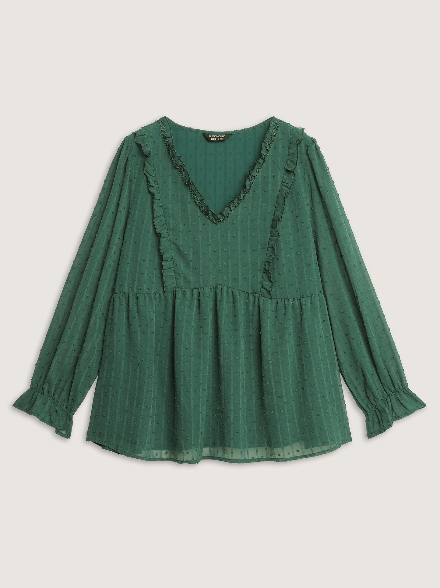 Ruffle Textured Lace Trim Blouse