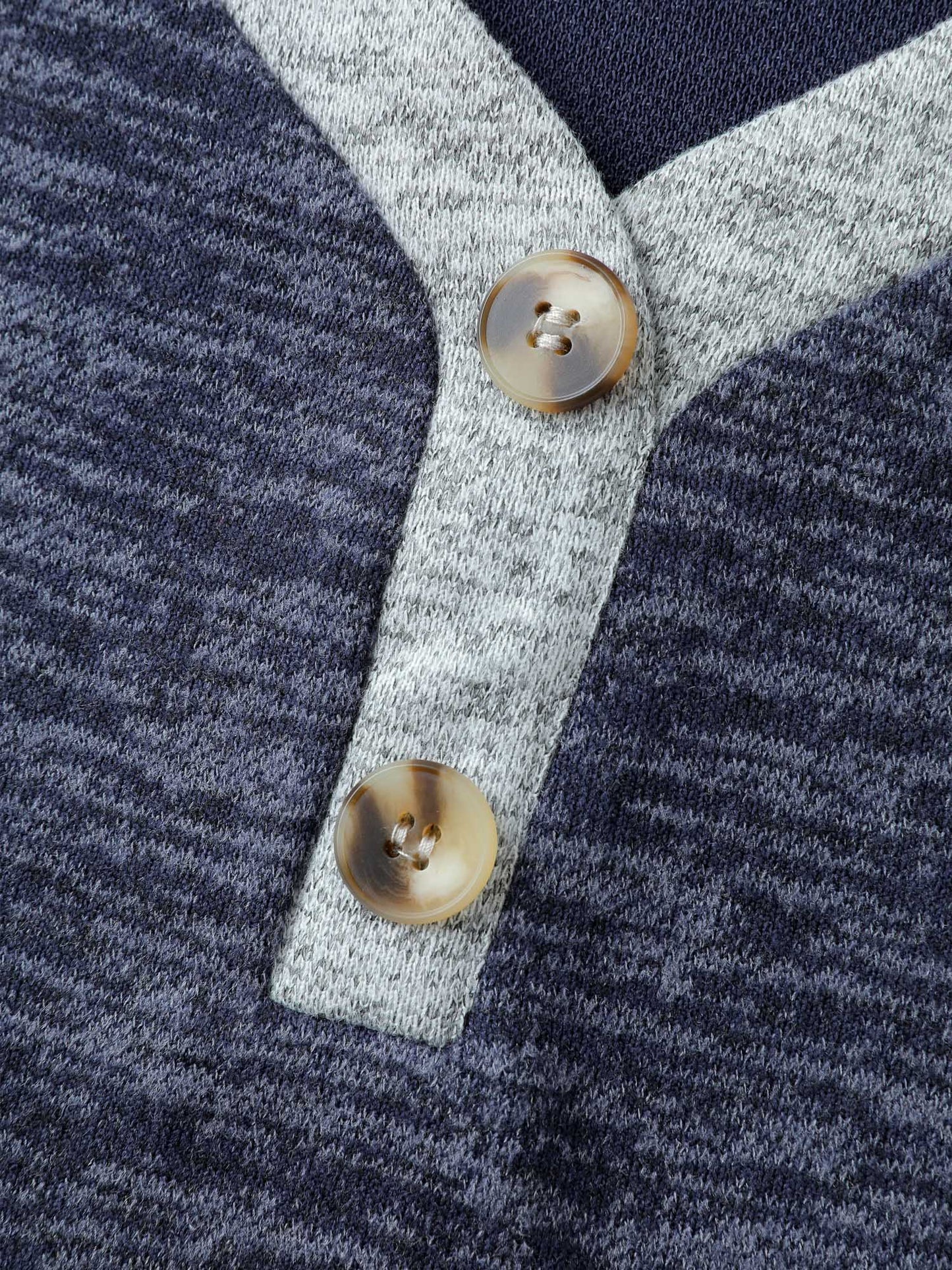 Color Contrast V-Neck Button Sweatshirt