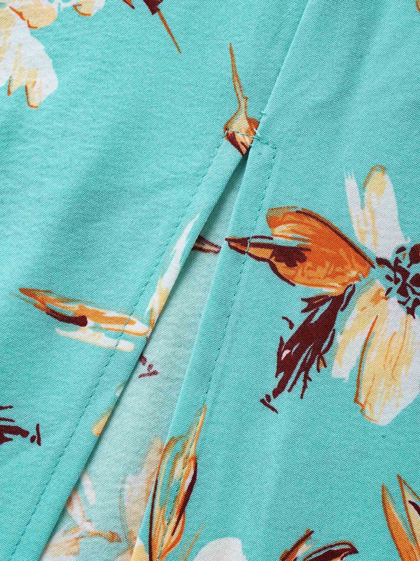 Floral Shirred Elastic Waist Split Hem Dress
