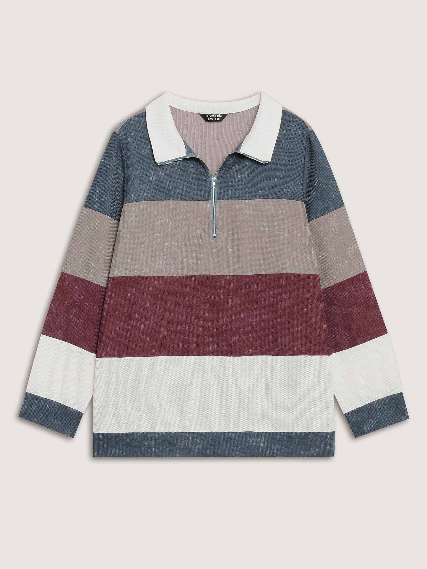 Color Stripes Half-Zipper Sweatshirt