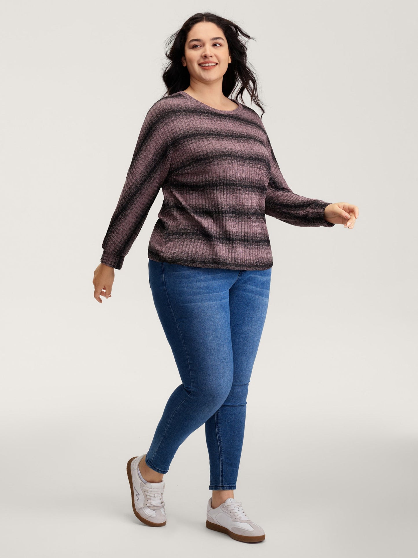 Textured Stripes Relaxed-Fit Sweatshirt