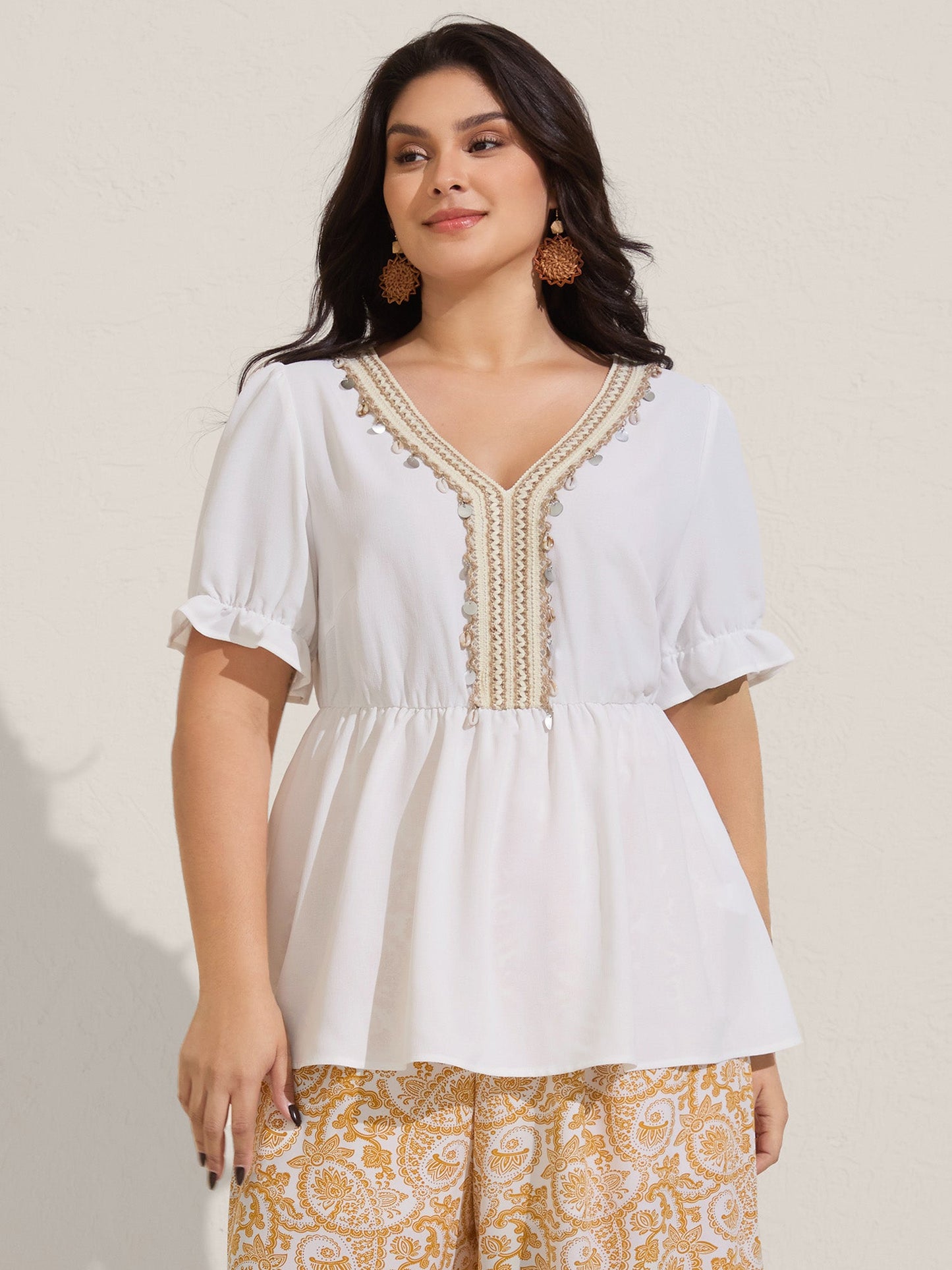 Contrast Webbing Shell Detail Blouse
