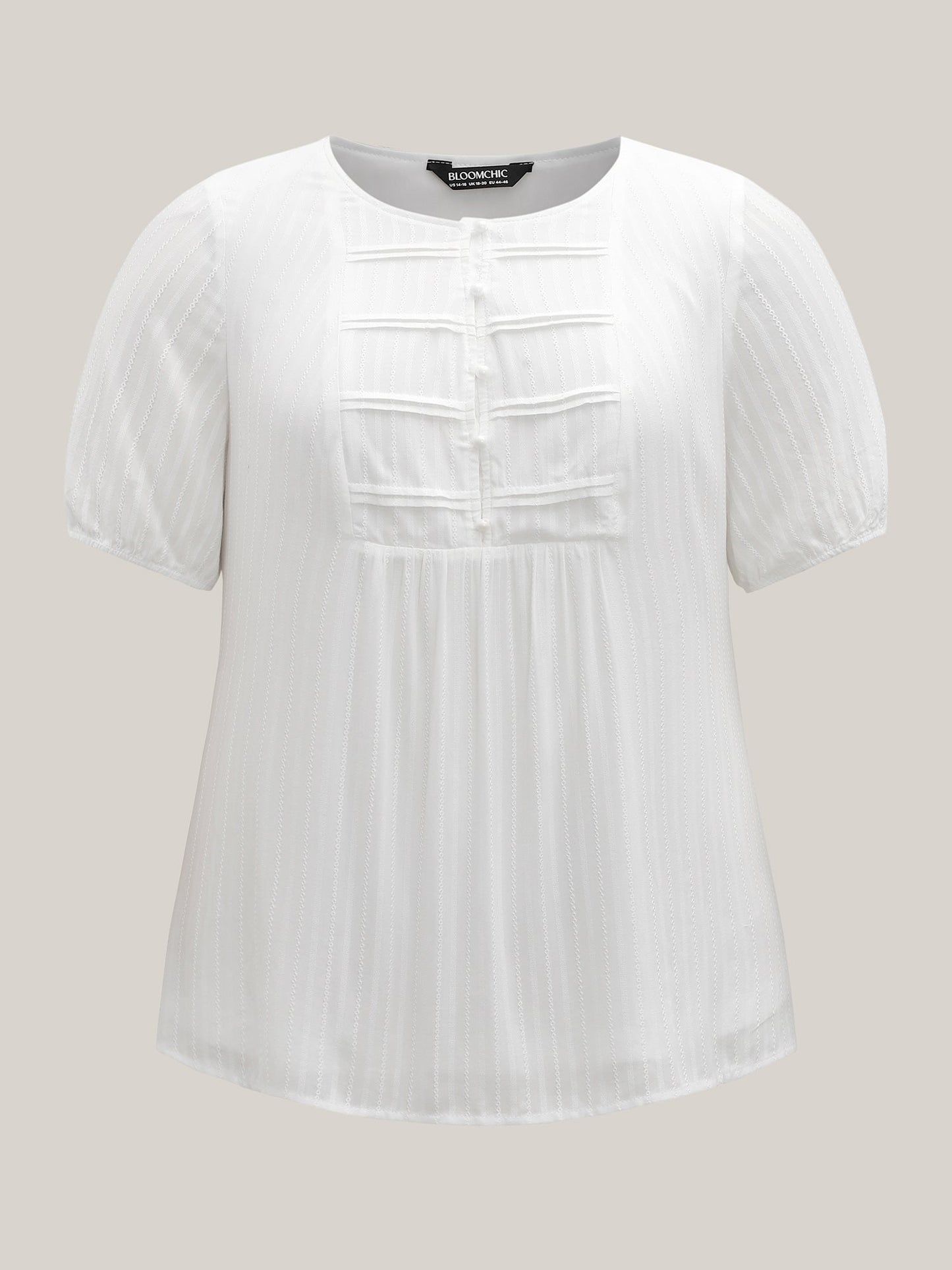 Textured Pleated Bodice Plain Blouse