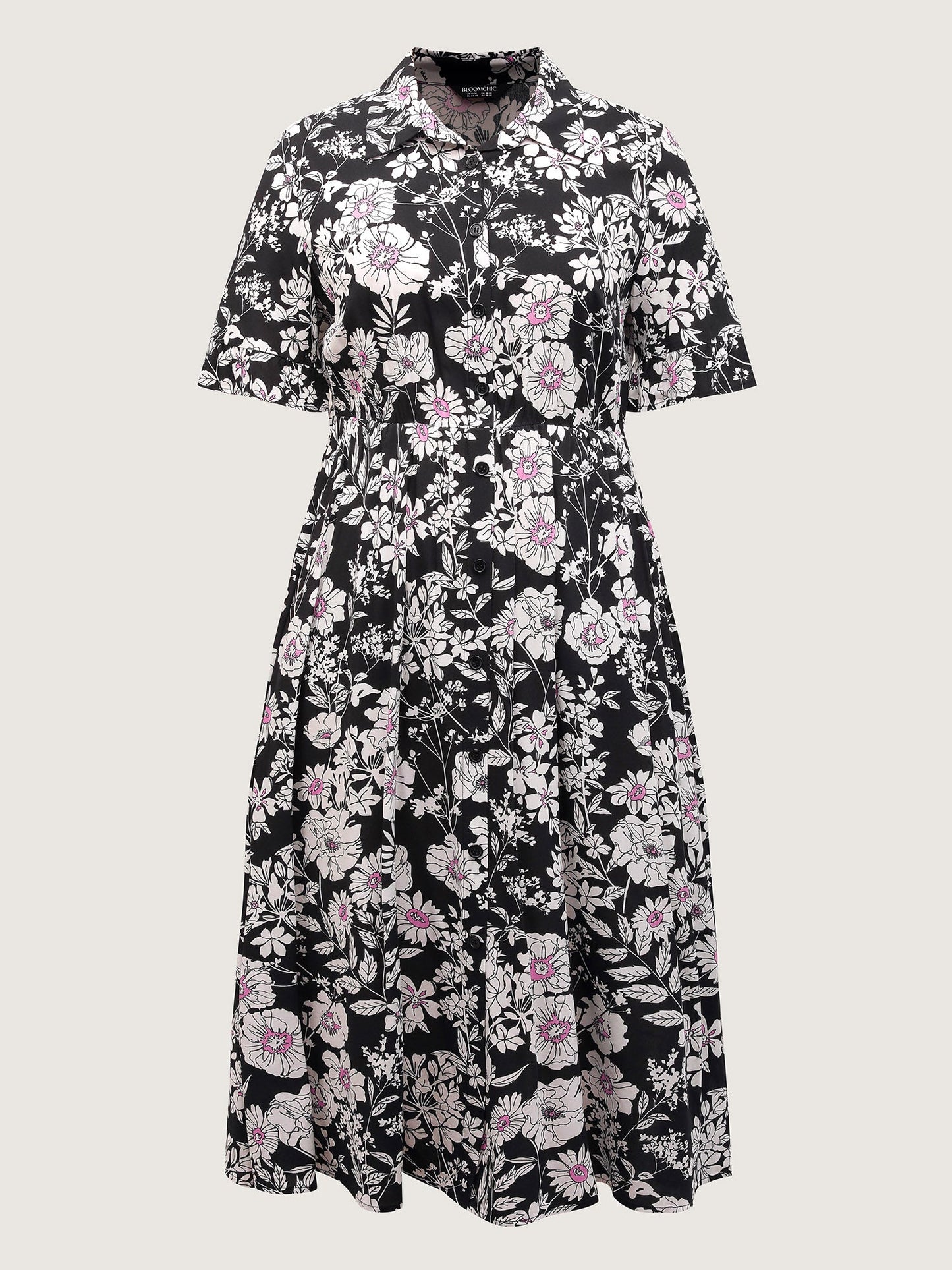 Rayon Floral Print Placket Maxi Dress