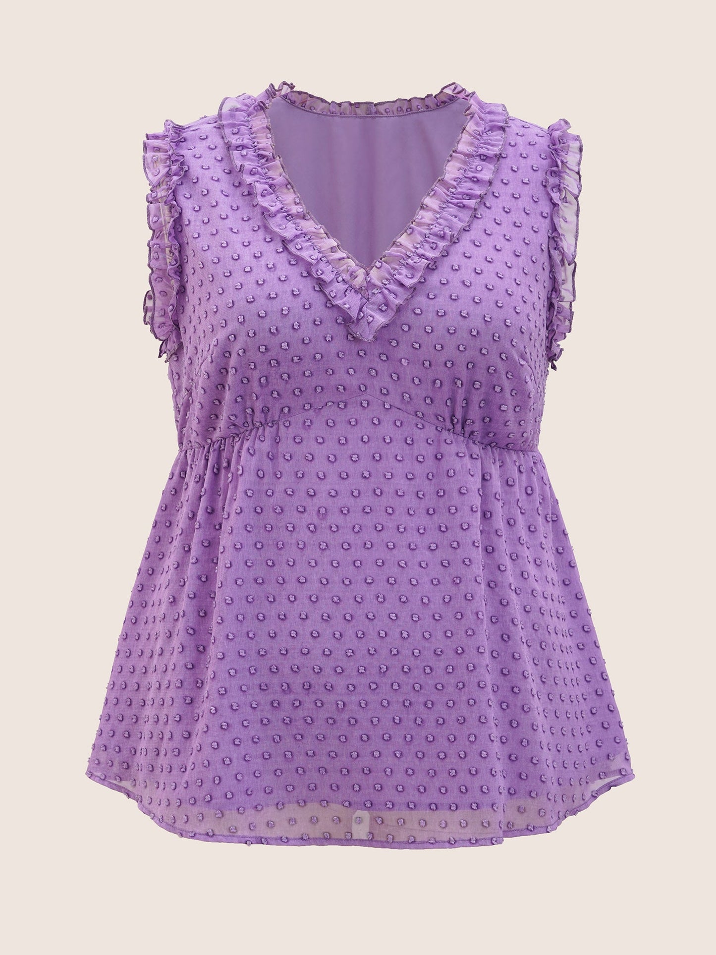 V Neck Chiffon Textured Frill Trim Tank Top