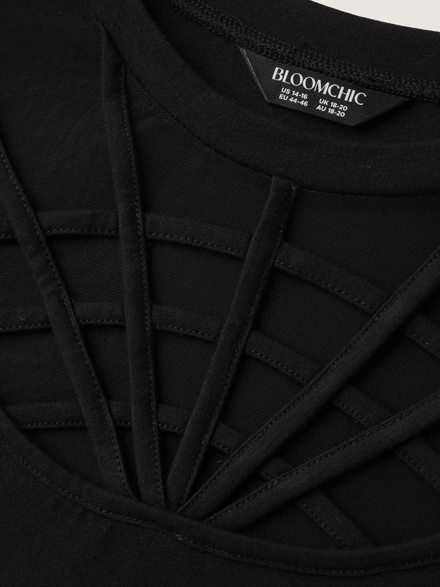 Spiderweb Cut-Out Neckline Fitted T-Shirt