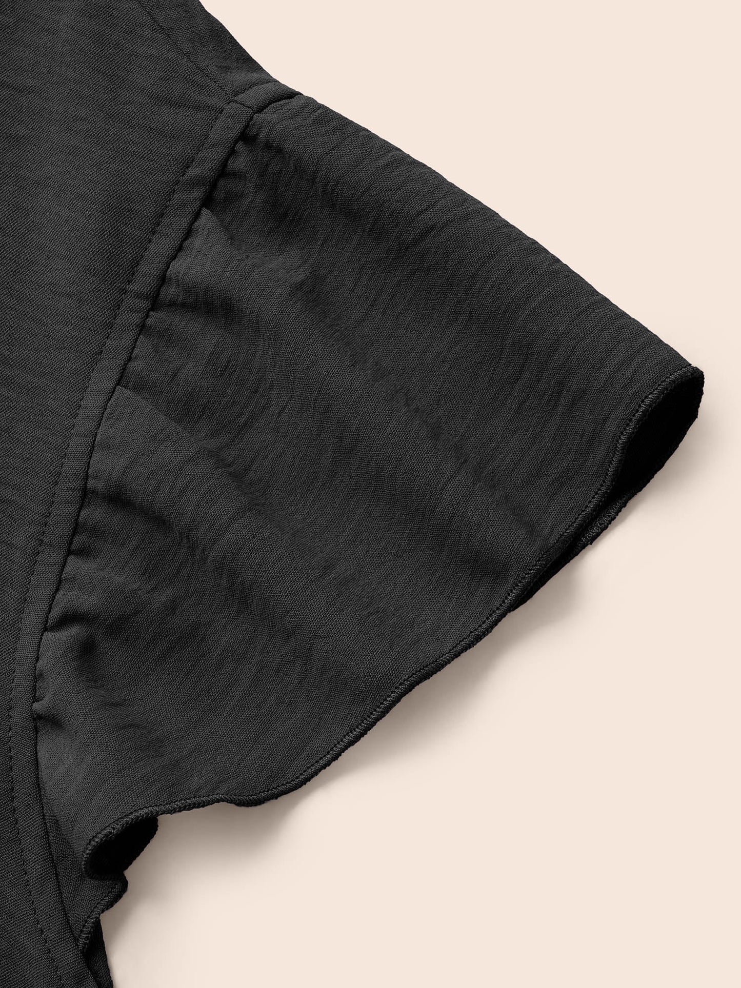 Solid Gathered Flutter Trim Blouse