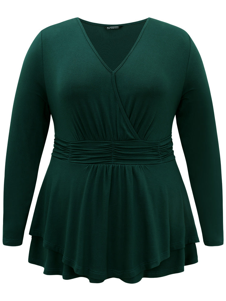 Supersoft Essentials Plain Ruffle Hem Wrap Ruched T-shirt