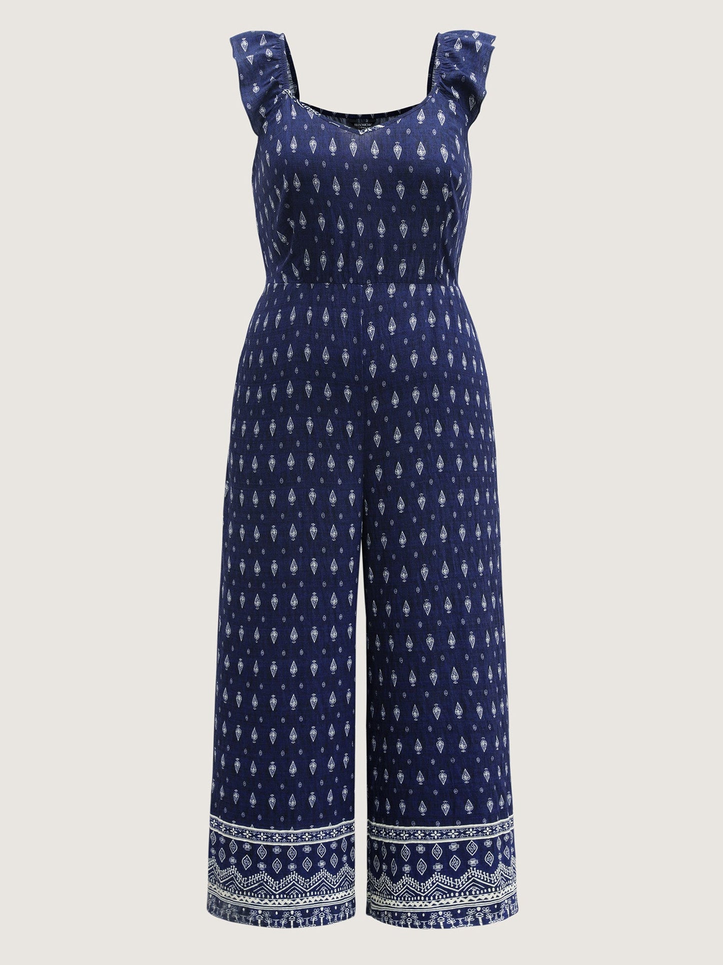 Rayon Boho Print Stretchy Waist Jumpsuit