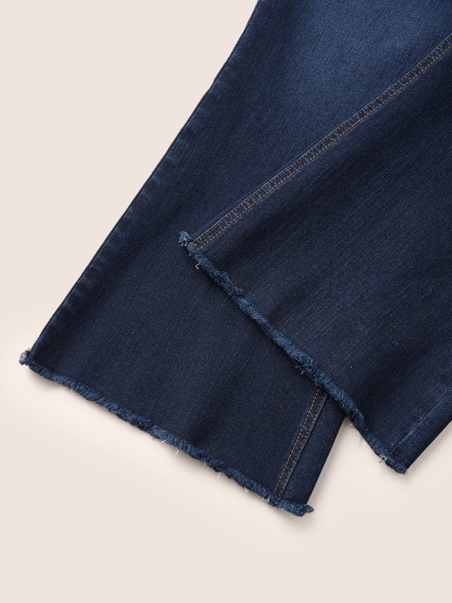Dark Wash Frayed Hem Cropped Bootcut Jeans