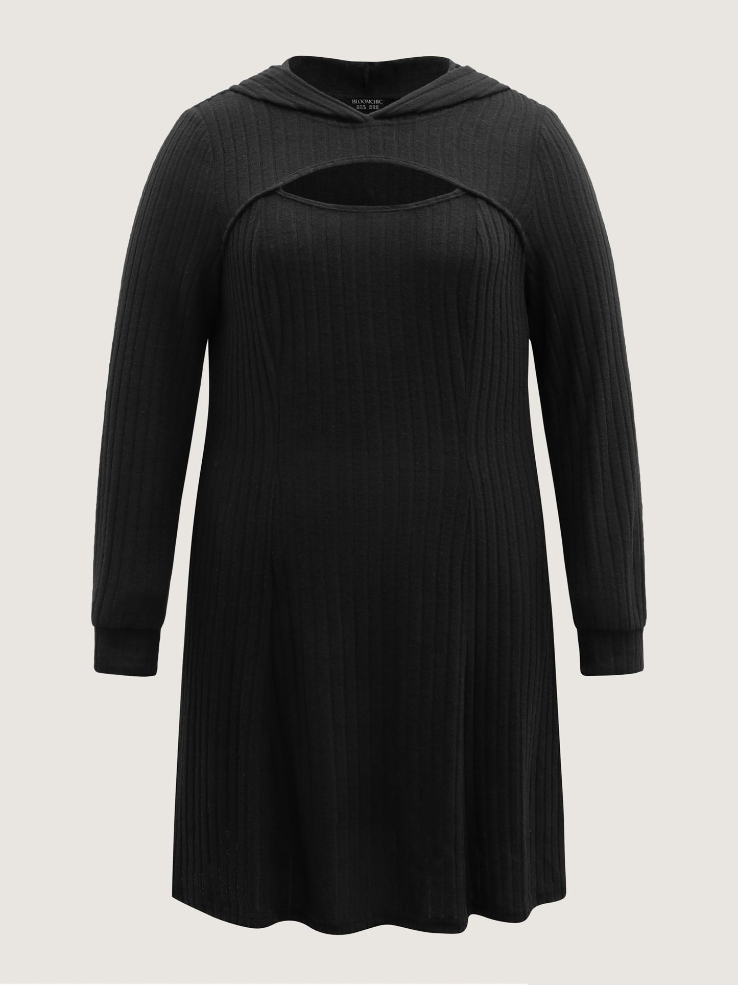 Textured Neck Cut-Out A-Line Midi Dress