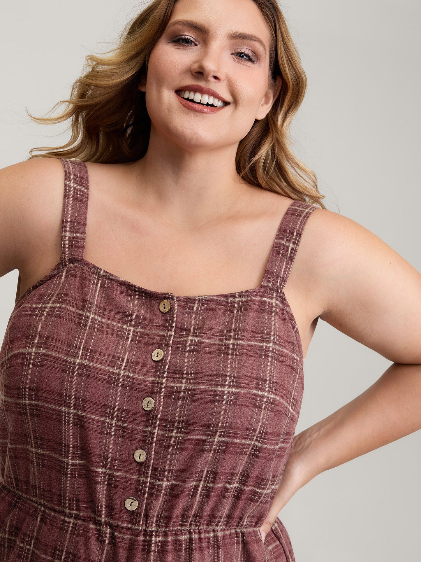 Retro Plaid Print Harem Style Jumpsuit