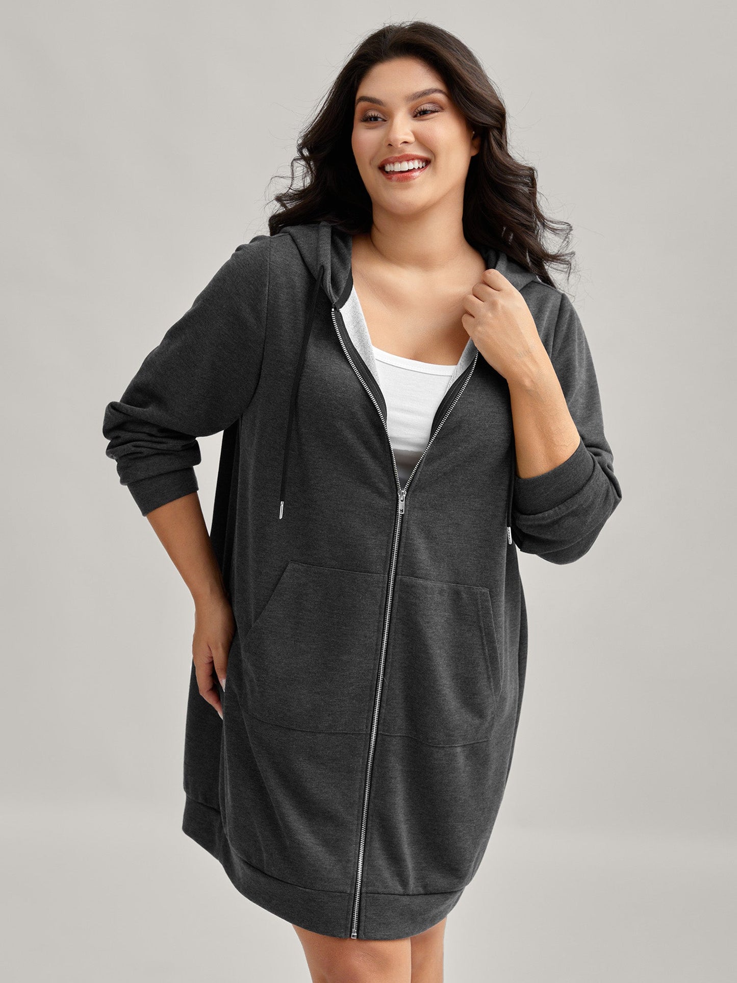 Sweatshirt Longline Solid Jacket