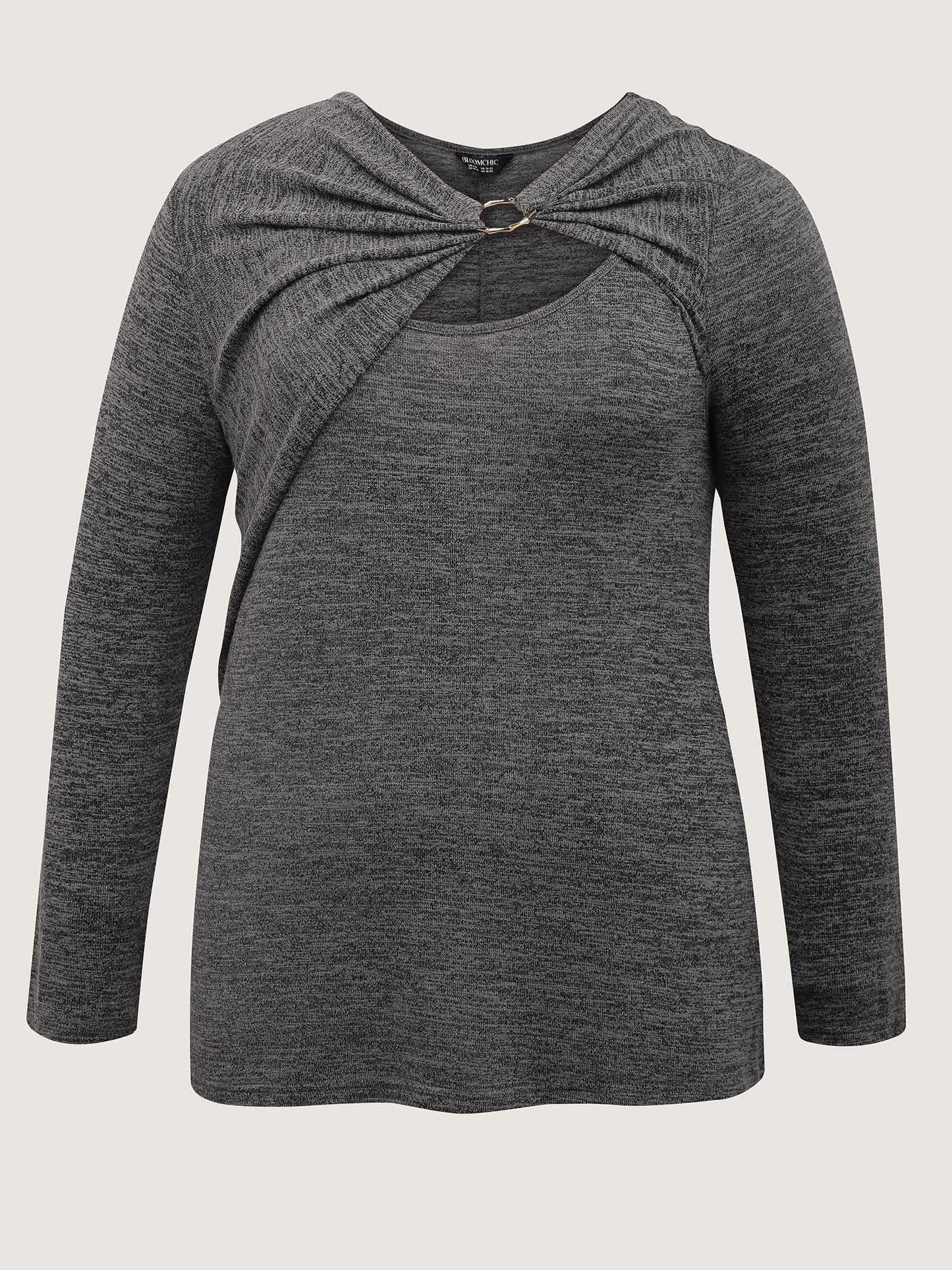 Heather Metal Detail Ruched T-Shirt