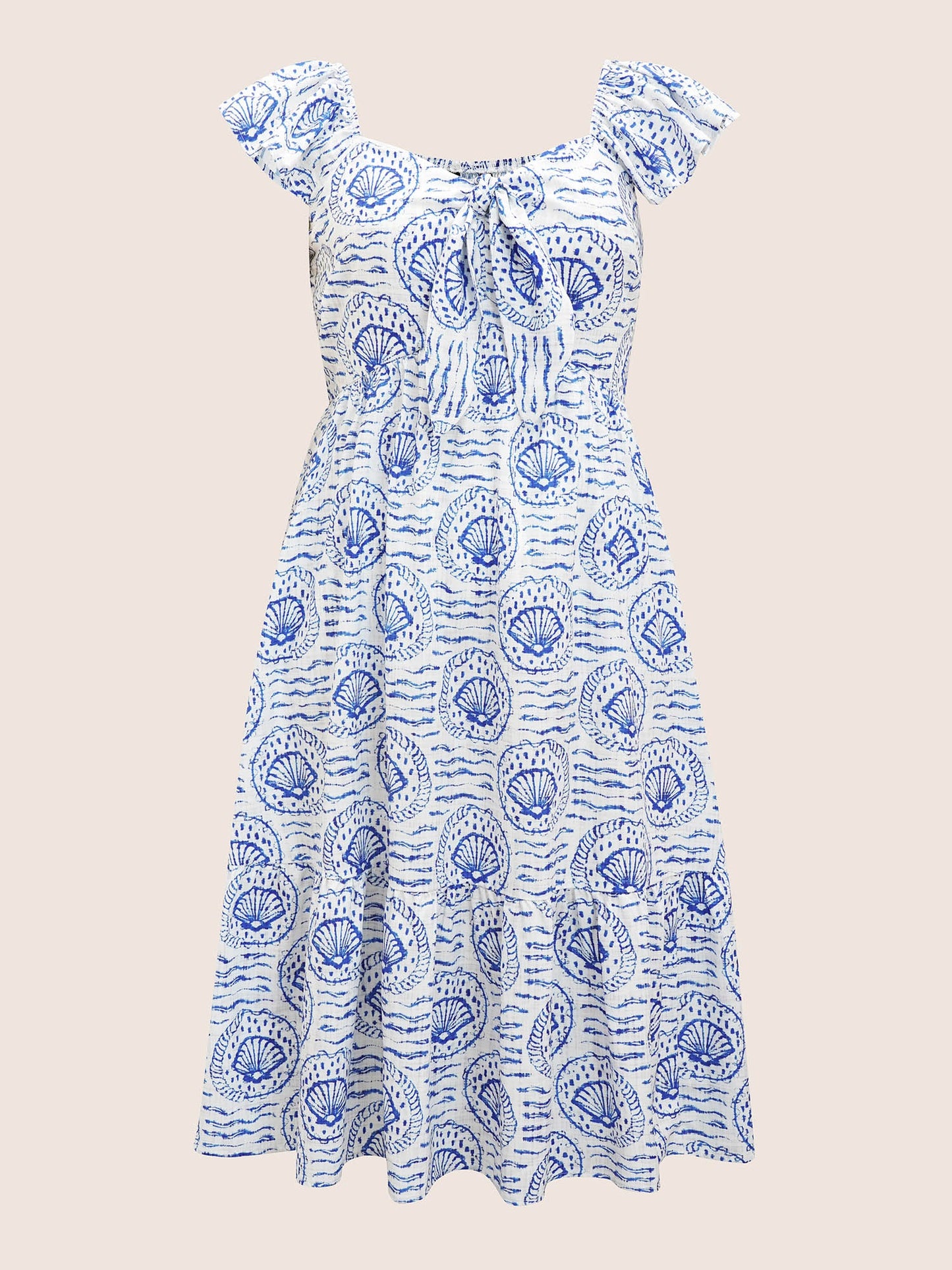 Marine Elements Ruffles Tie Knot Maxi Dress