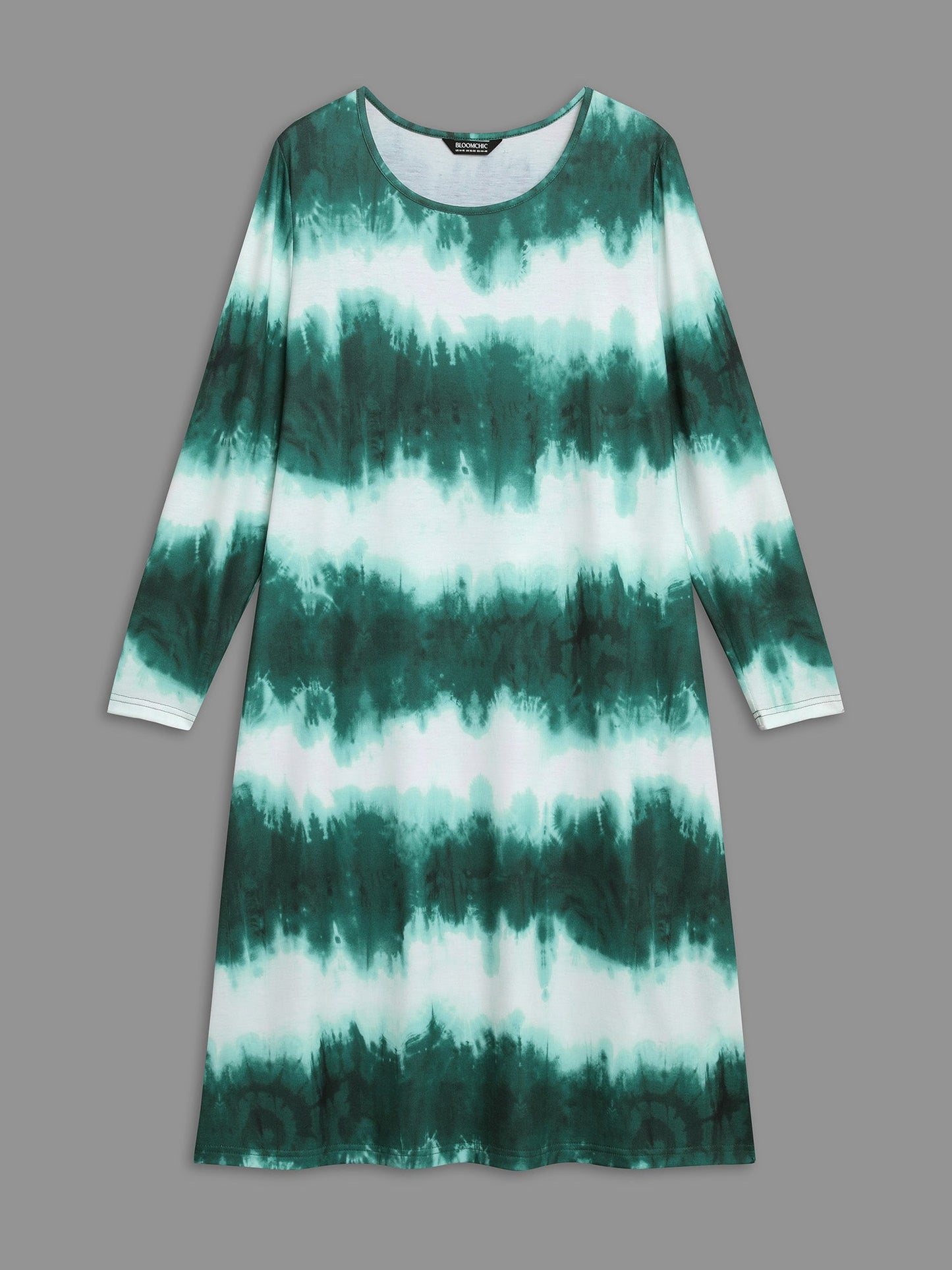 Tie-Dye Round Neck Midi Knit Dress