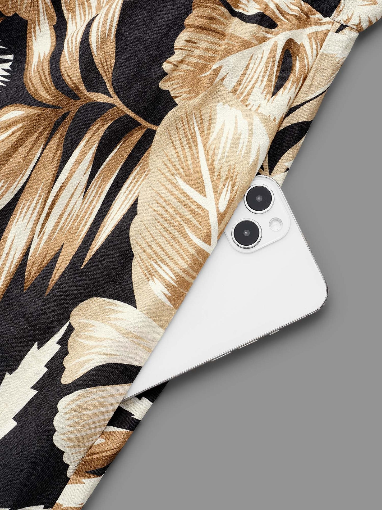 Tropical Leaf Print Neck-Tie Tiered Midi Dress