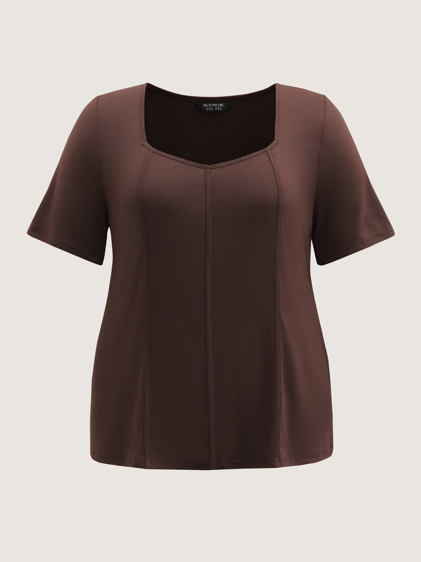 Stretchy Defining Waist Deep Neckline T-Shirt