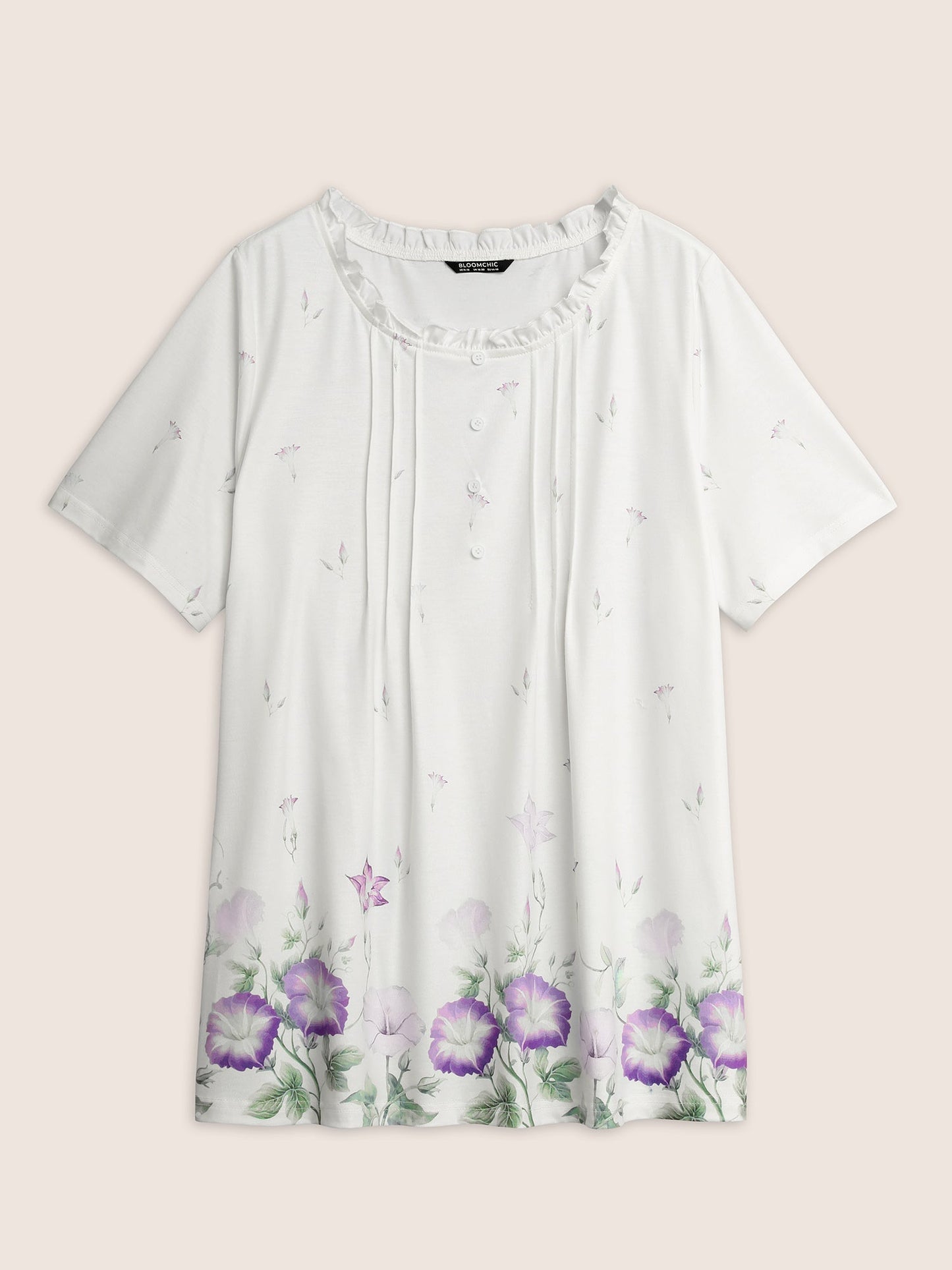Floral Pleated Button Detail Loungewear Set