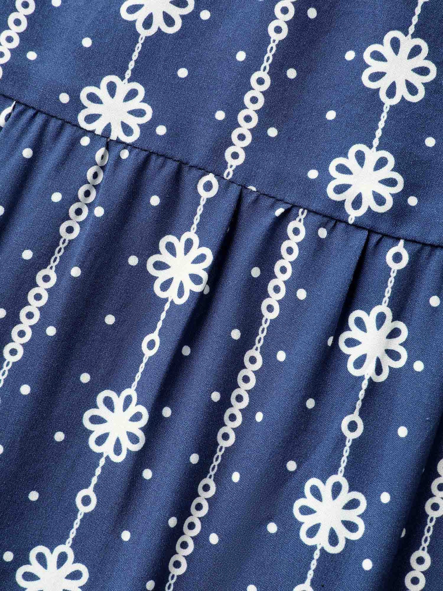 Rayon Floral Stripe Sweetheart Blouse