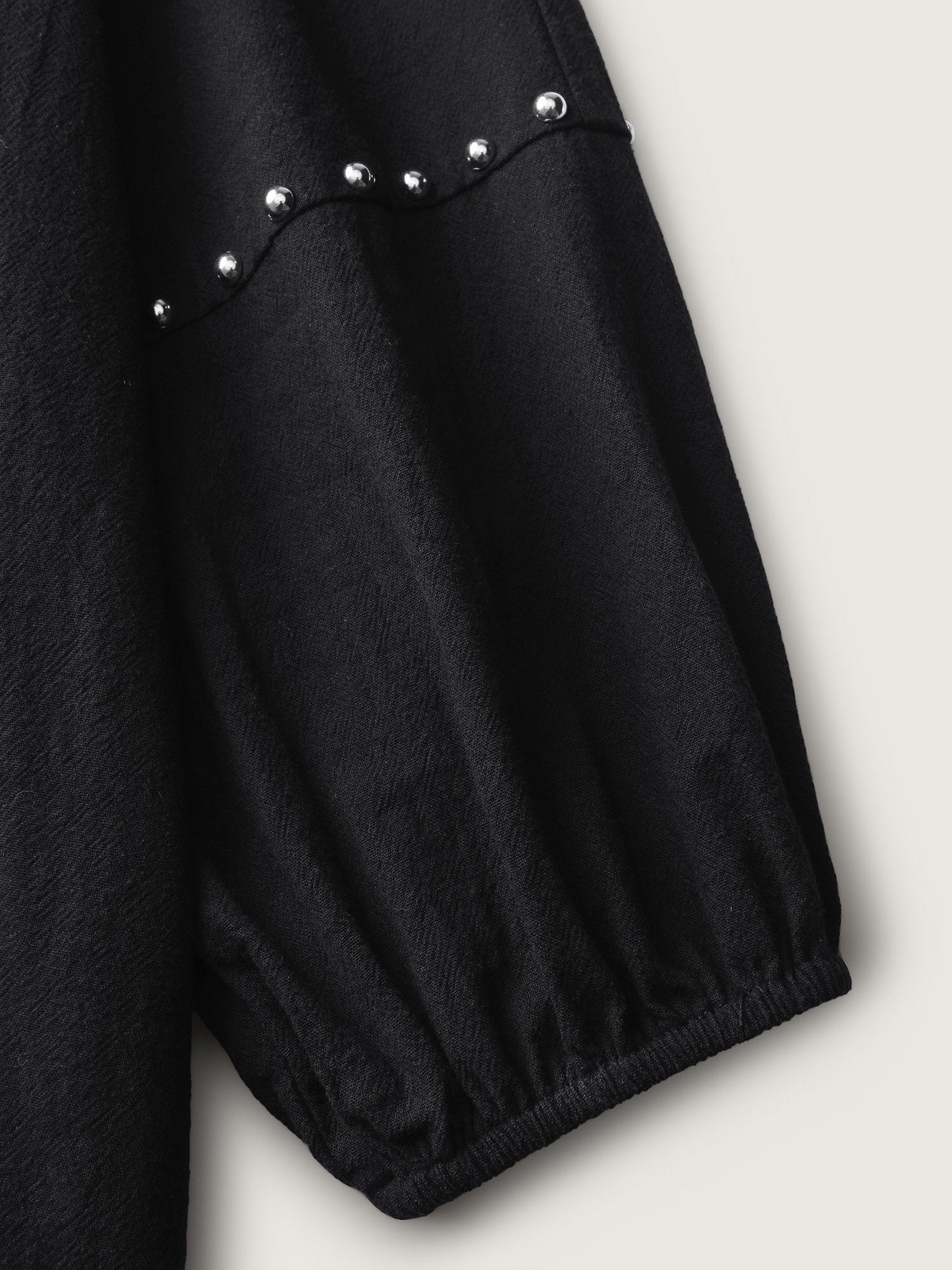 Lace Trim Rivets Cut-Out Blouse