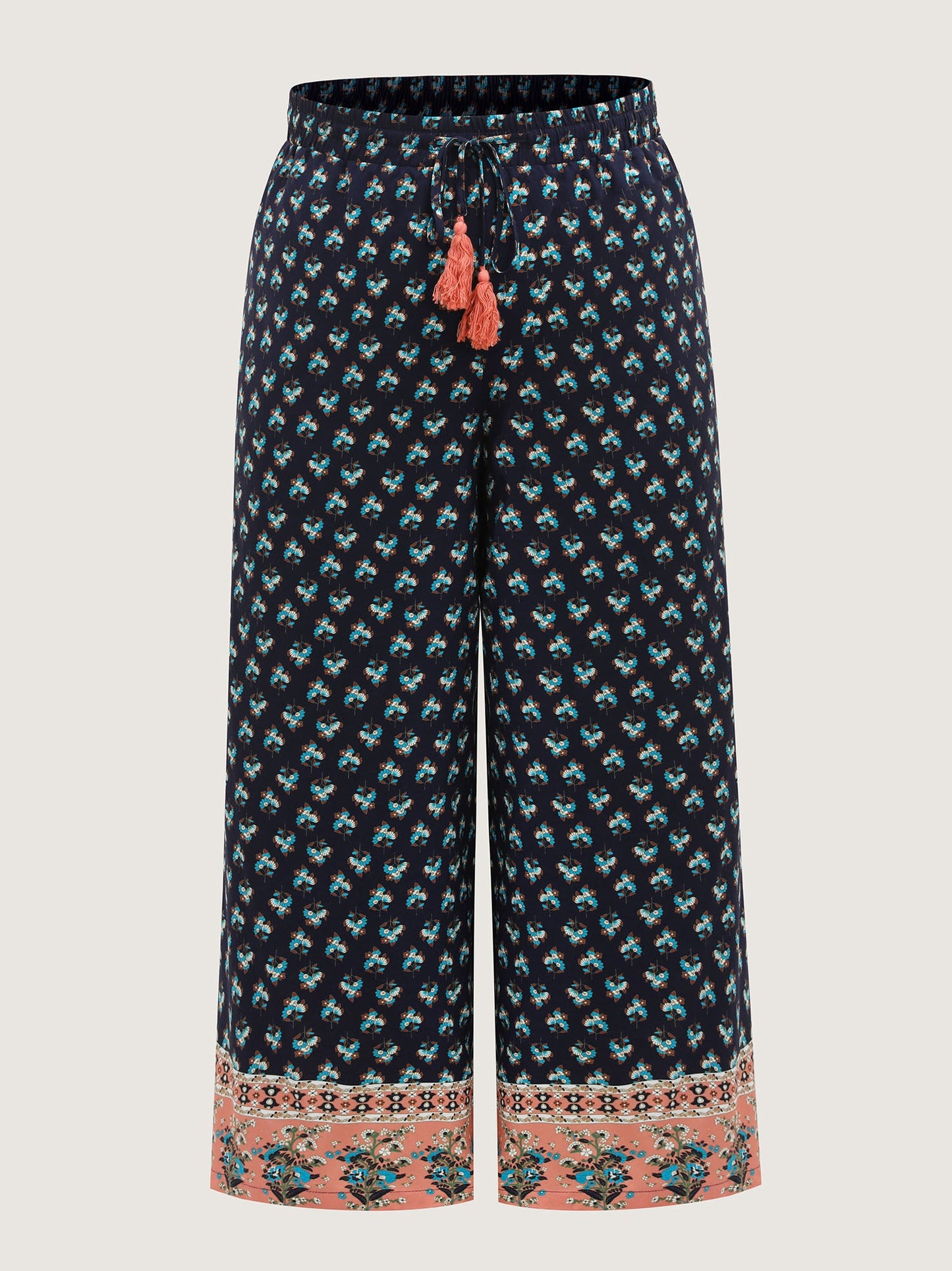 Boho Stretchy Waist Wide-Leg Pants