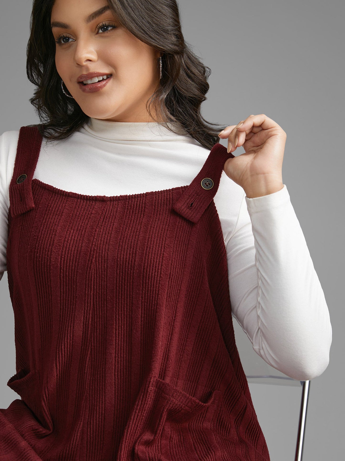 Textured Pockets Straight Leg Overall