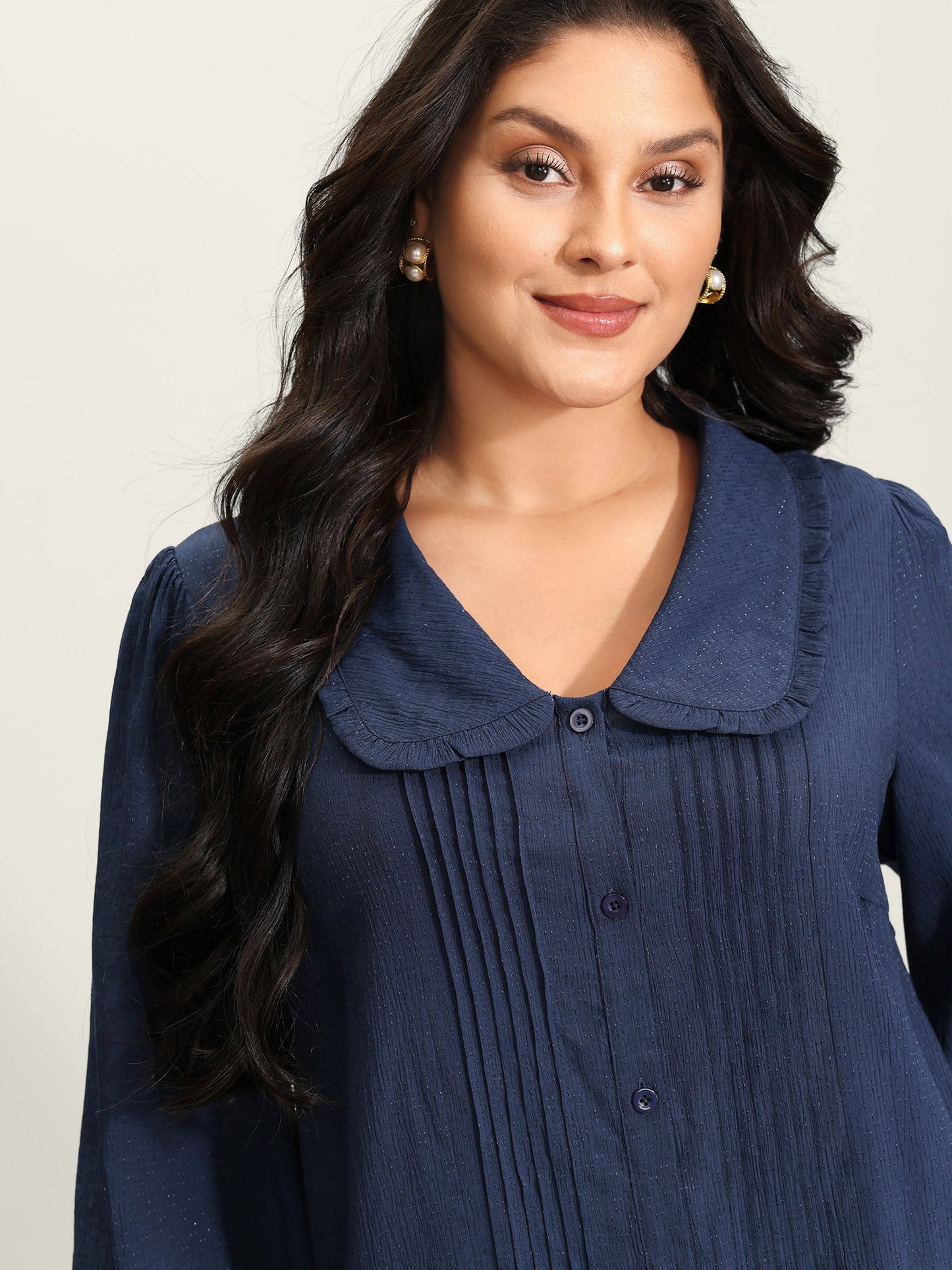 Rayon Textured Semi Sheer Placket Blouse